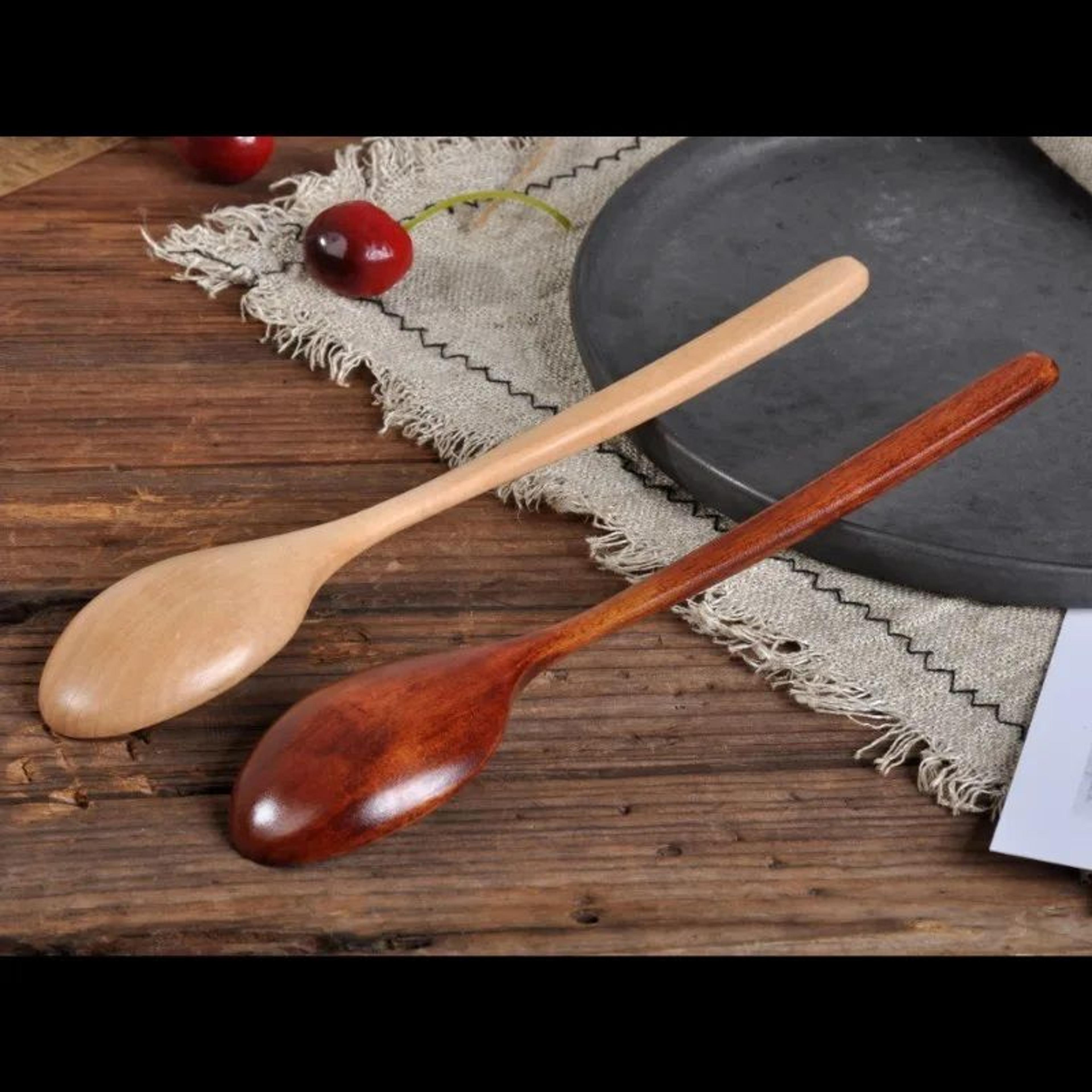 Wooden Soup Spoon Long Handle Wooden Tea Dessert Spoon Natural Coffee Mixing Spoons Cooking Spoon C 3