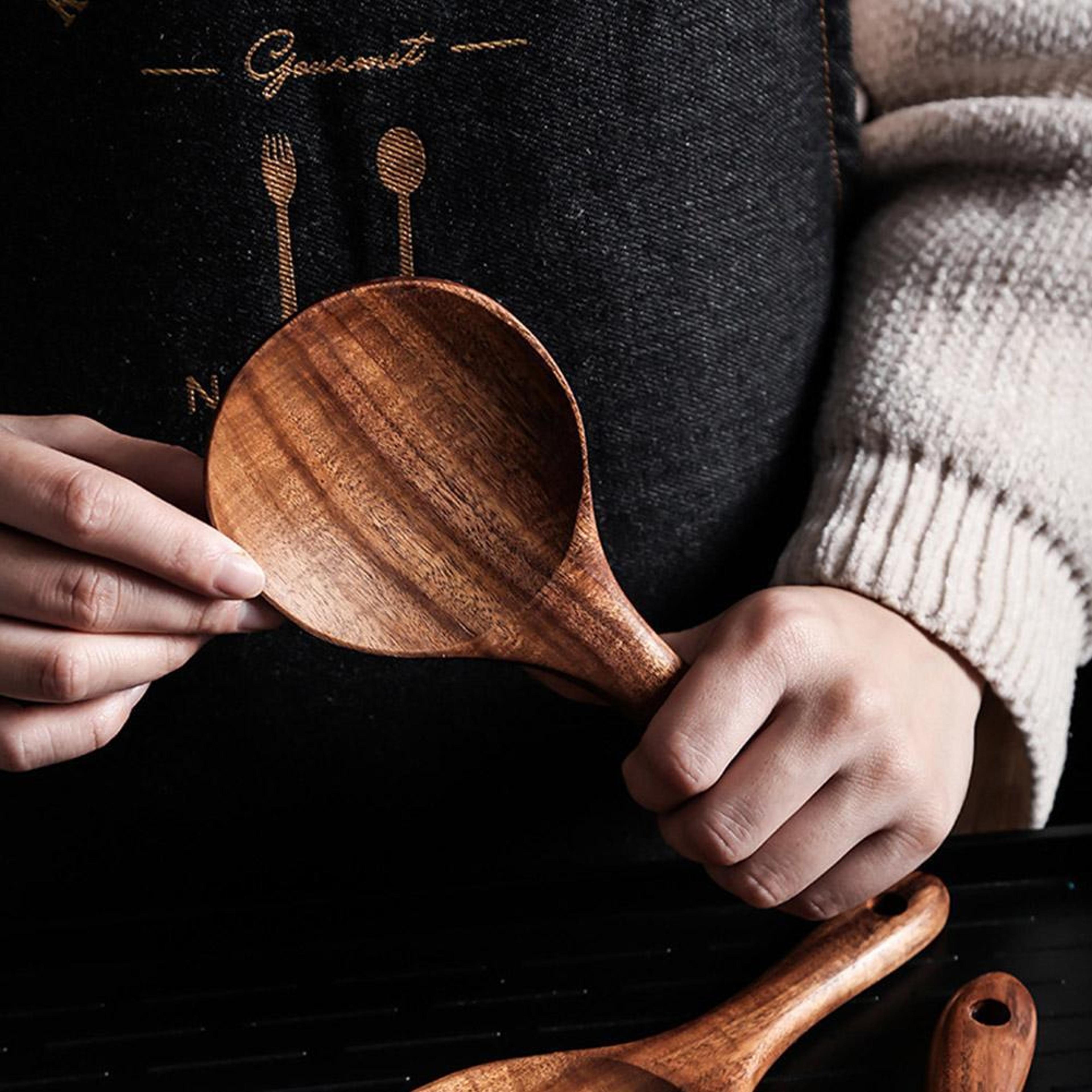 Wood Rice Spoon Rice Paddle Scoop Wooden Kitchen Spoon Ladle Tablespoon Big Serving Spoon Wooden Ki 2