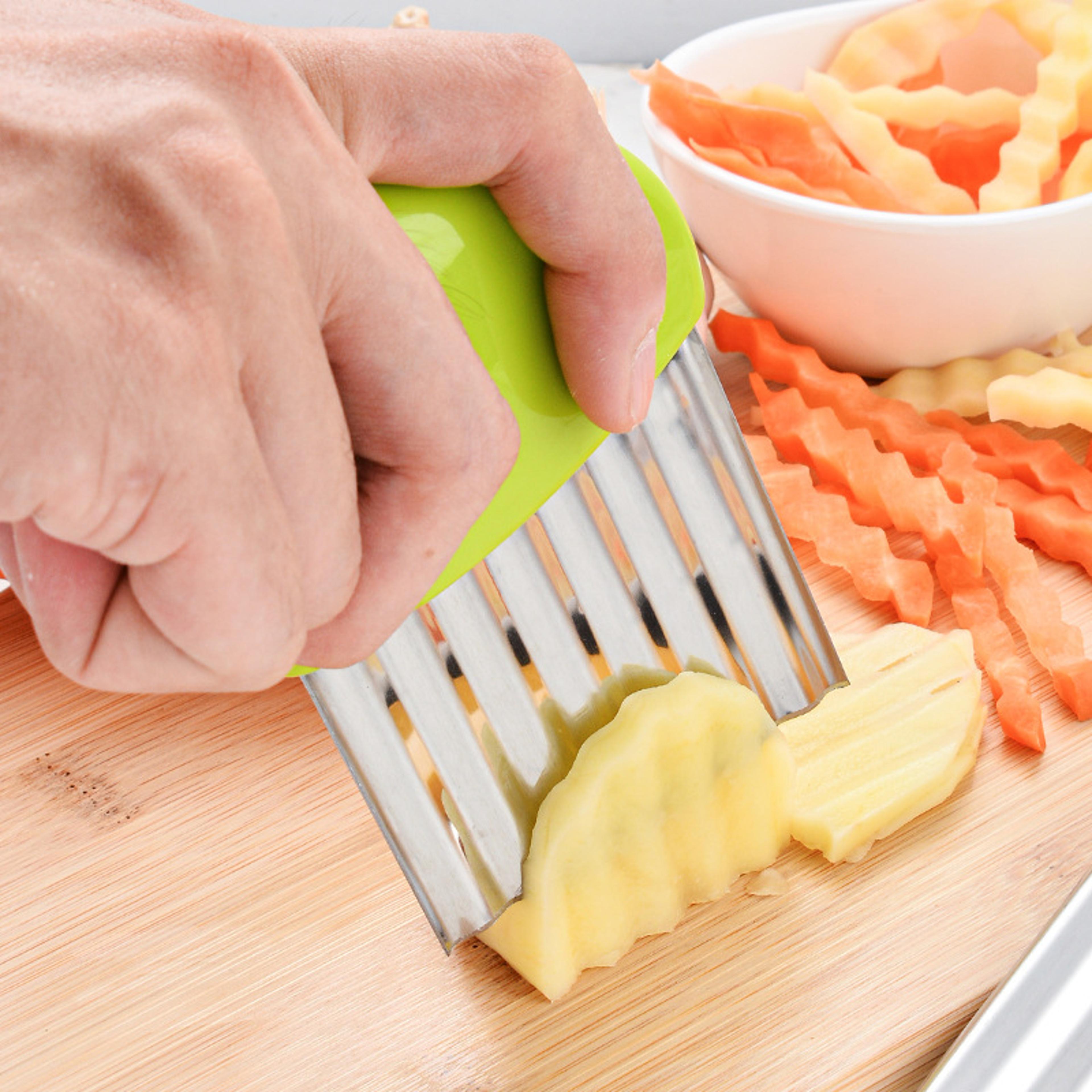 Chopper French Fries Maker Tool Stainless Steel Potato Chip Slicer Dough Vegetable Fruit Crinkle Wa 4