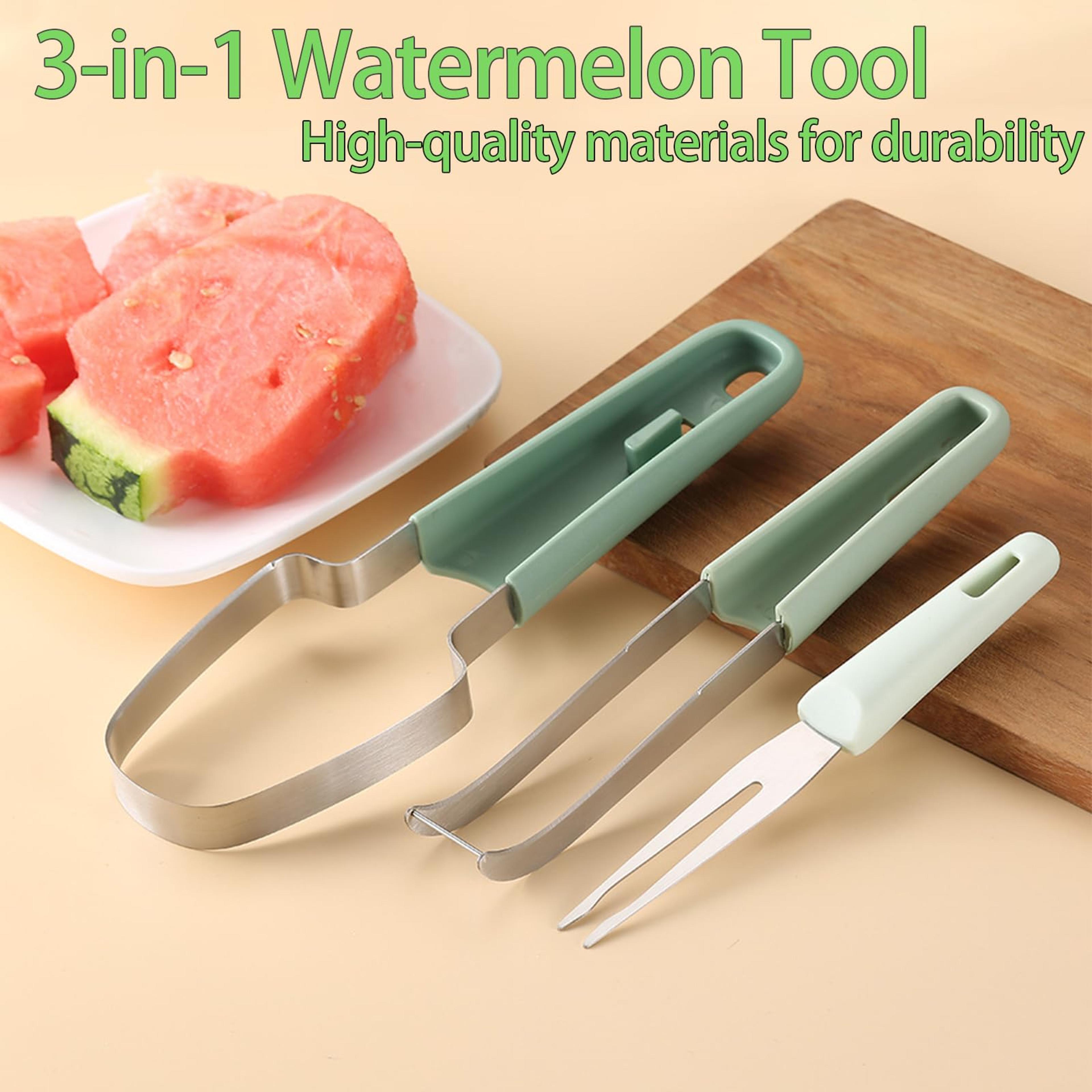 3 In 1 Watermelon Cutter  Fruit Slicer Fork Set With Stainless Steel Popsicle Mold 2