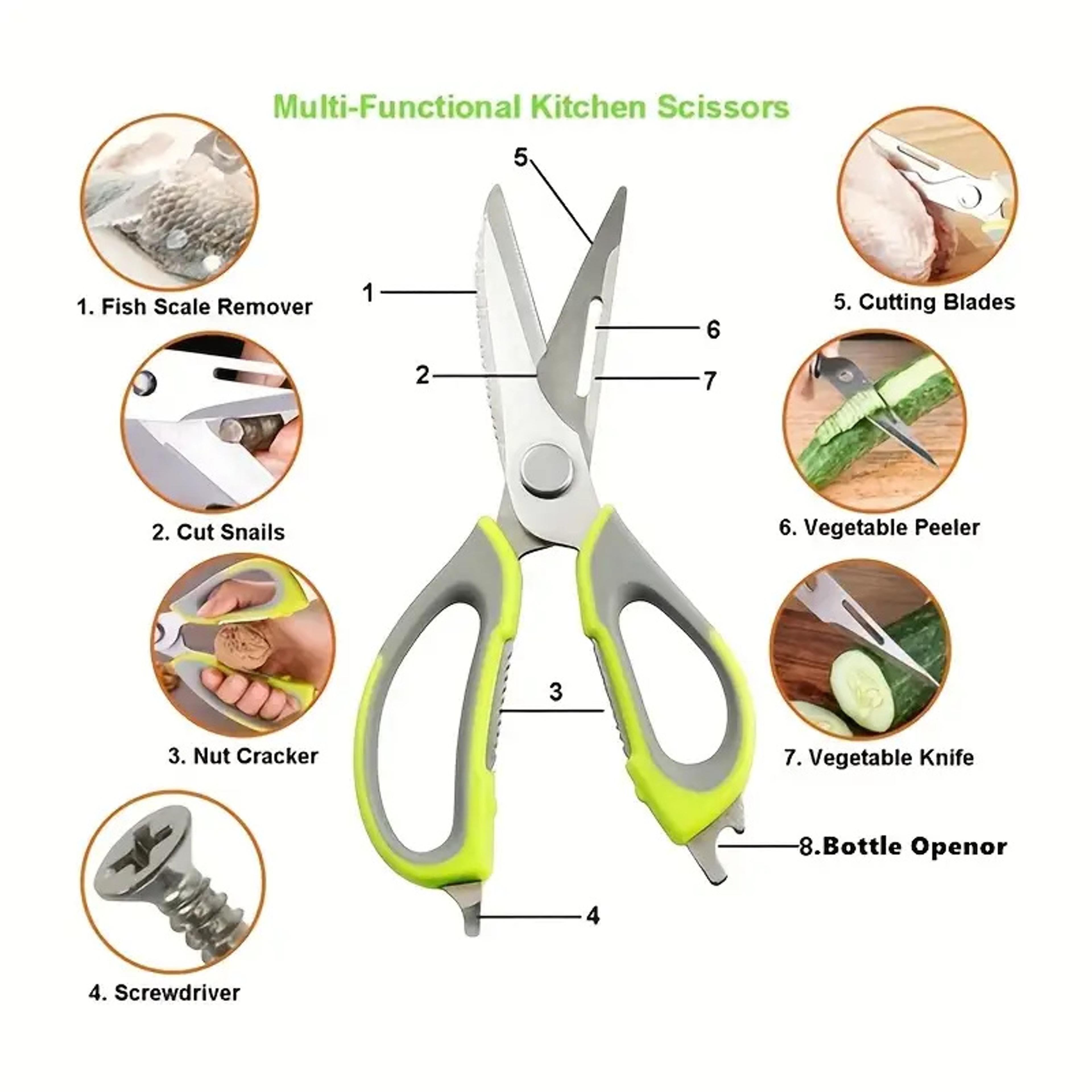 Kitchen Scissors With Magnetic Holder  Stainless Steel Blades 4
