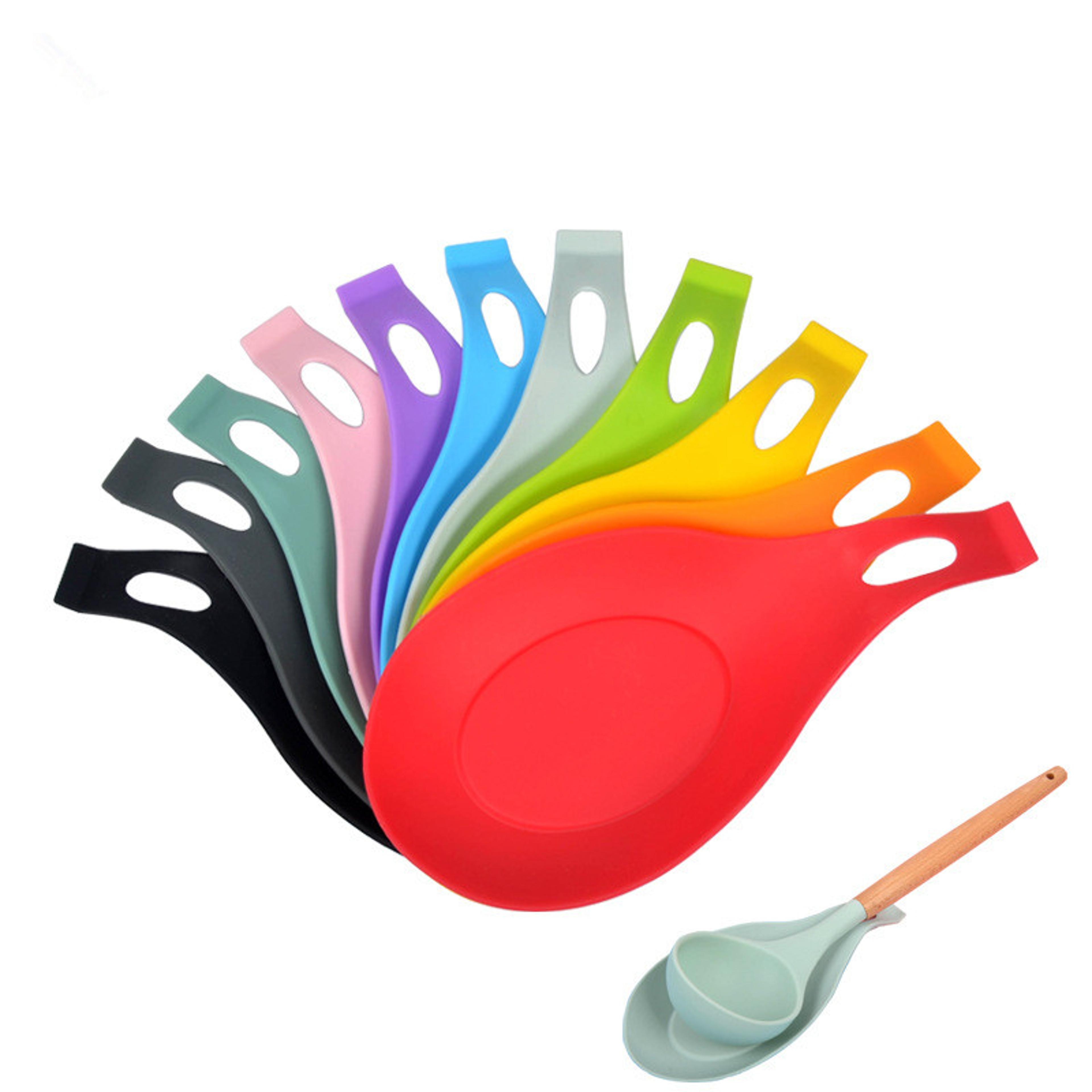 Food Grade Silicone Spoon Rest Mat Heat Resistant Placemat  Utensil Holder For Kitchen 4