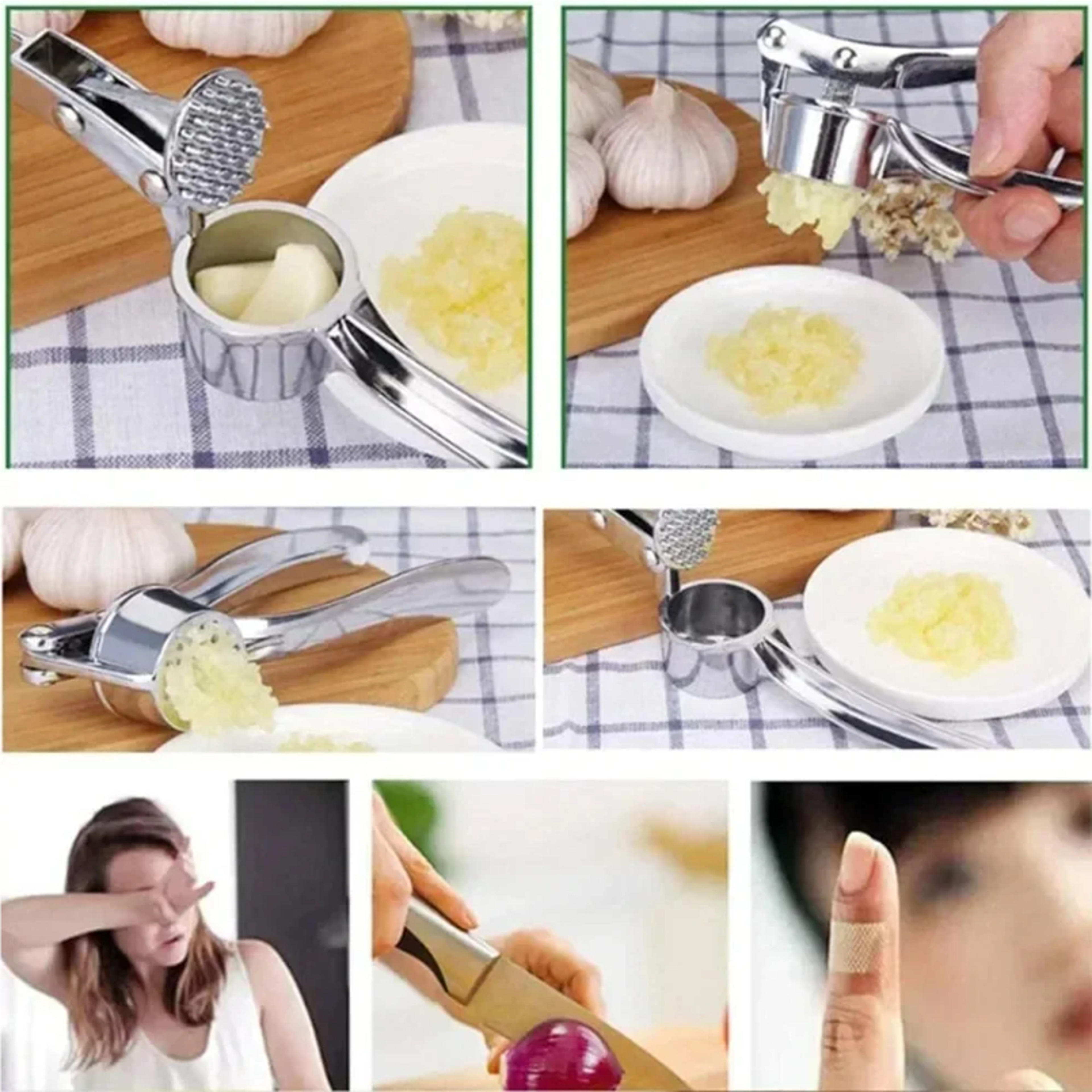 Stainless Steel Garlic Press  Garlic Mincer Set With Peeler And Cleaning Brush For Easy Kitchen Pre 6