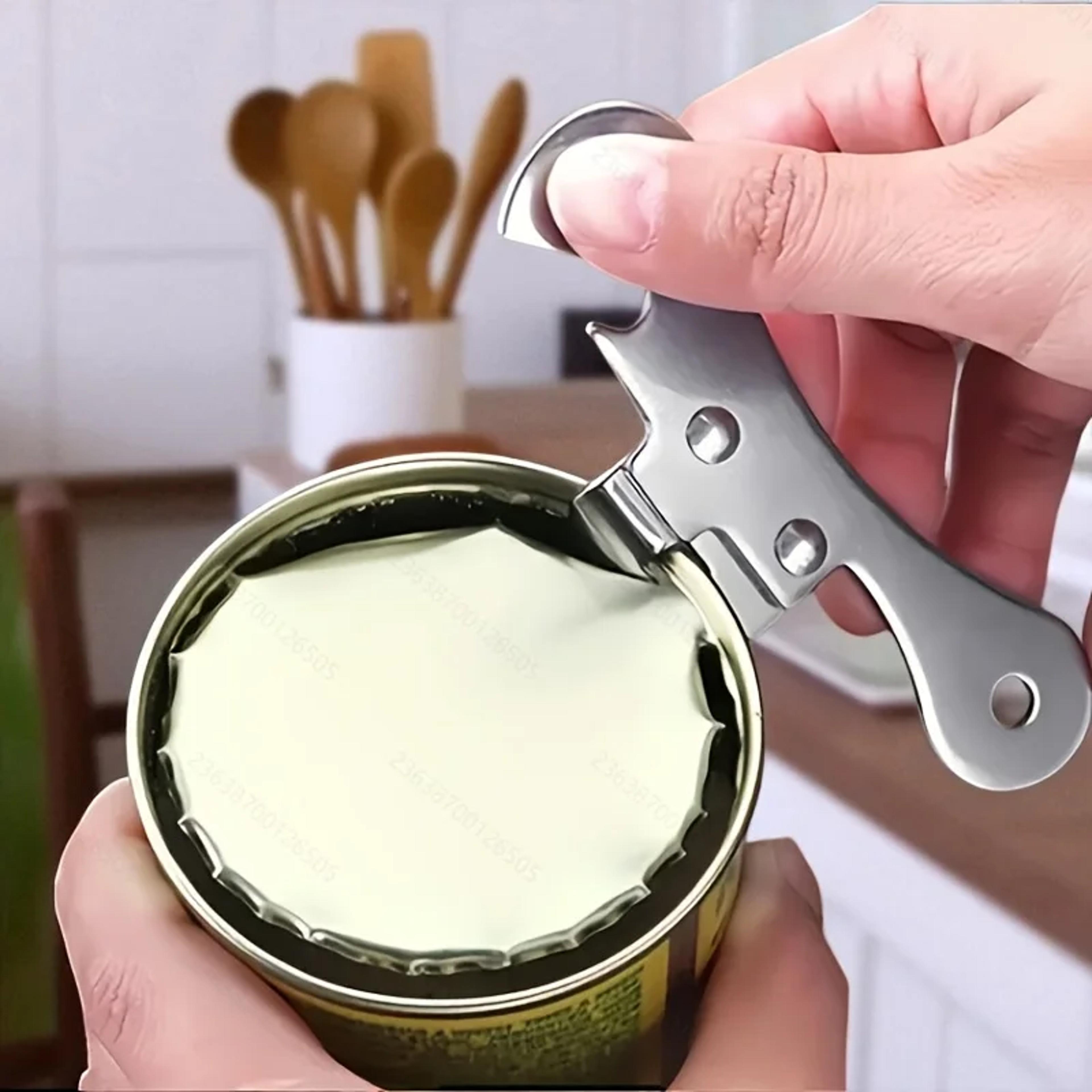 safe grip stainless steel manual can opener & bottle cap opener
