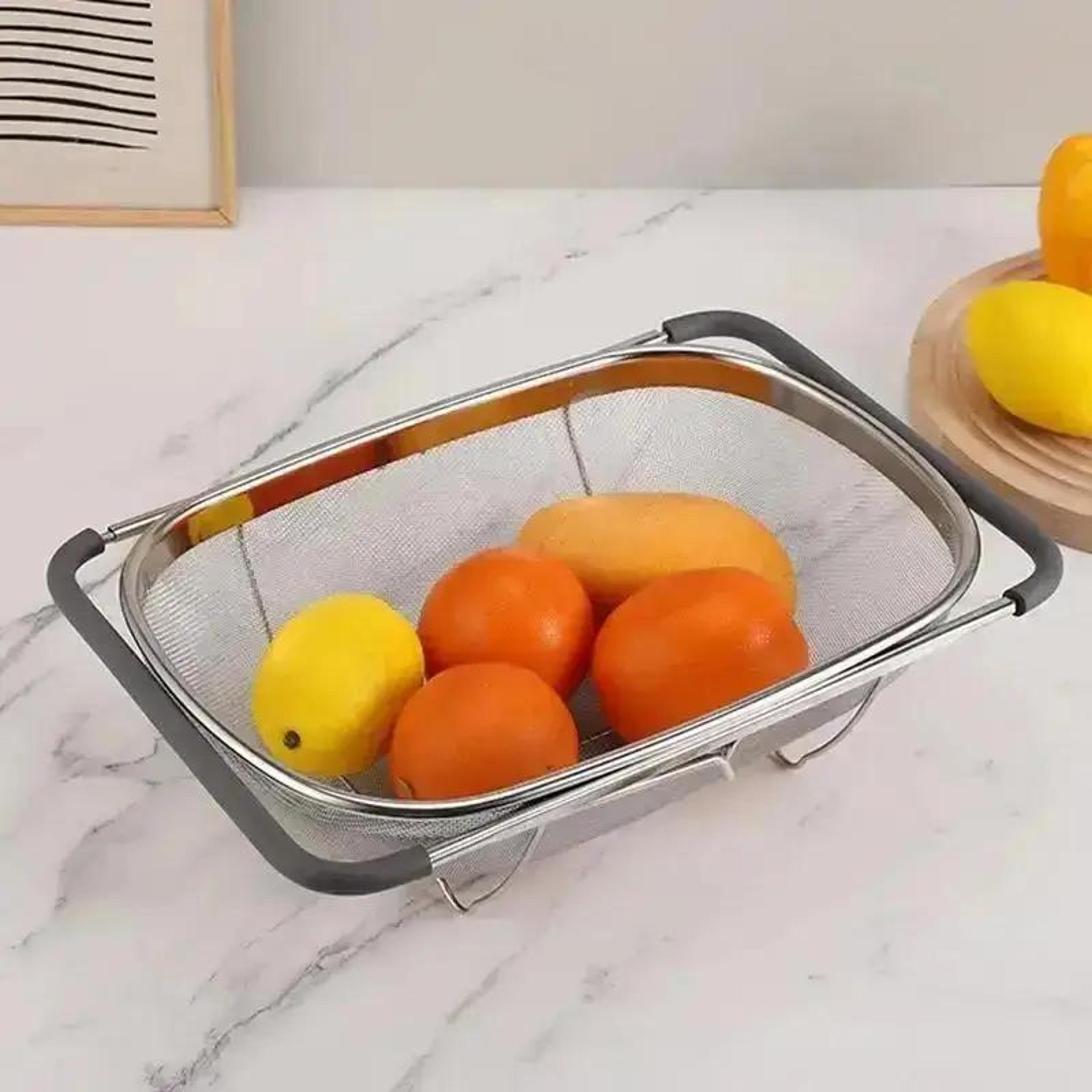 Expandable Stainless Steel Over Sink Colander With Retractable Handles For Washing  Draining Vegeta 2