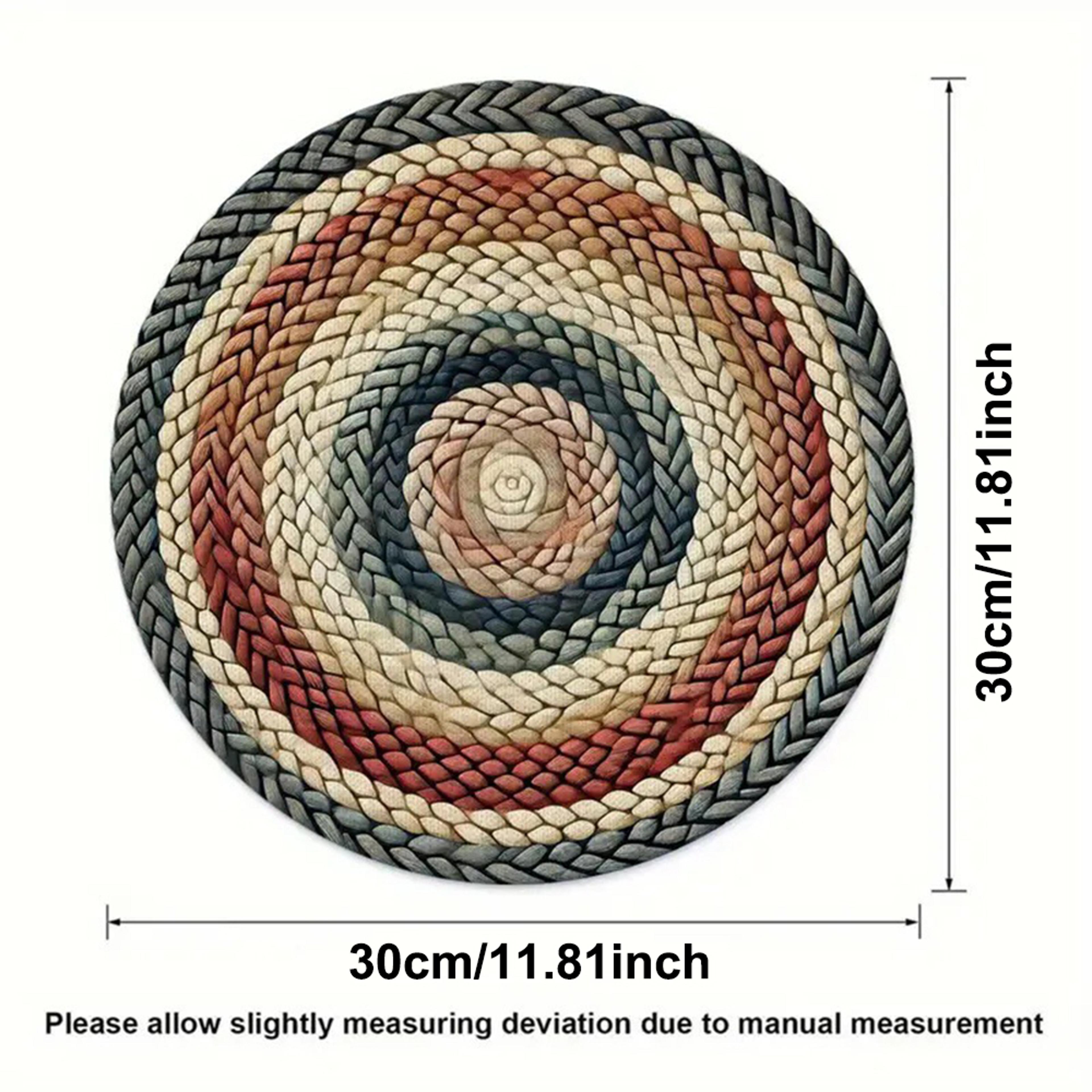 4 Piece Boho Placemats Round Woven Beige Table Mats For Farmhouse Dining  Kitchen Decor 4