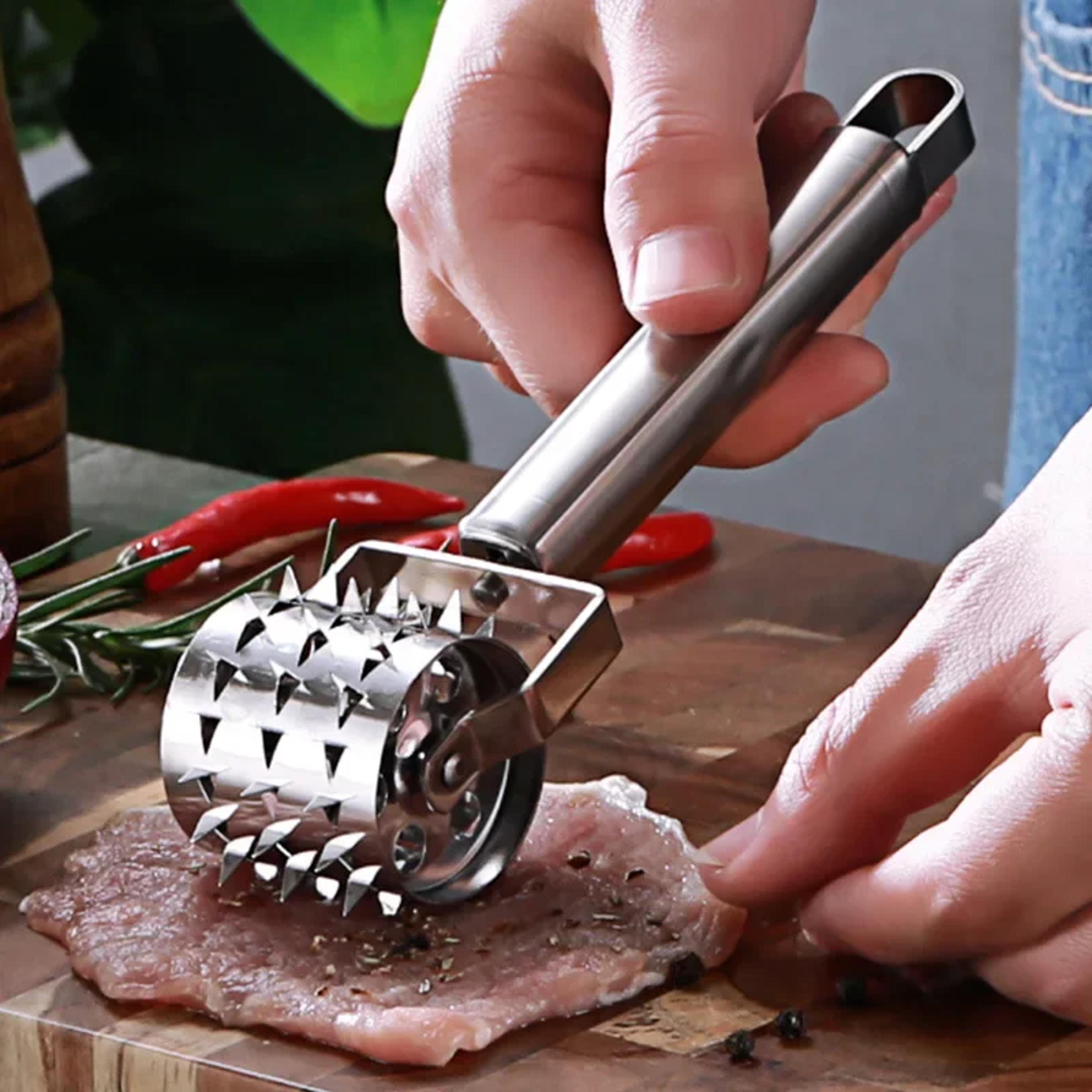 stainless steel meat tenderizer roller hammer for steak pork and chicken