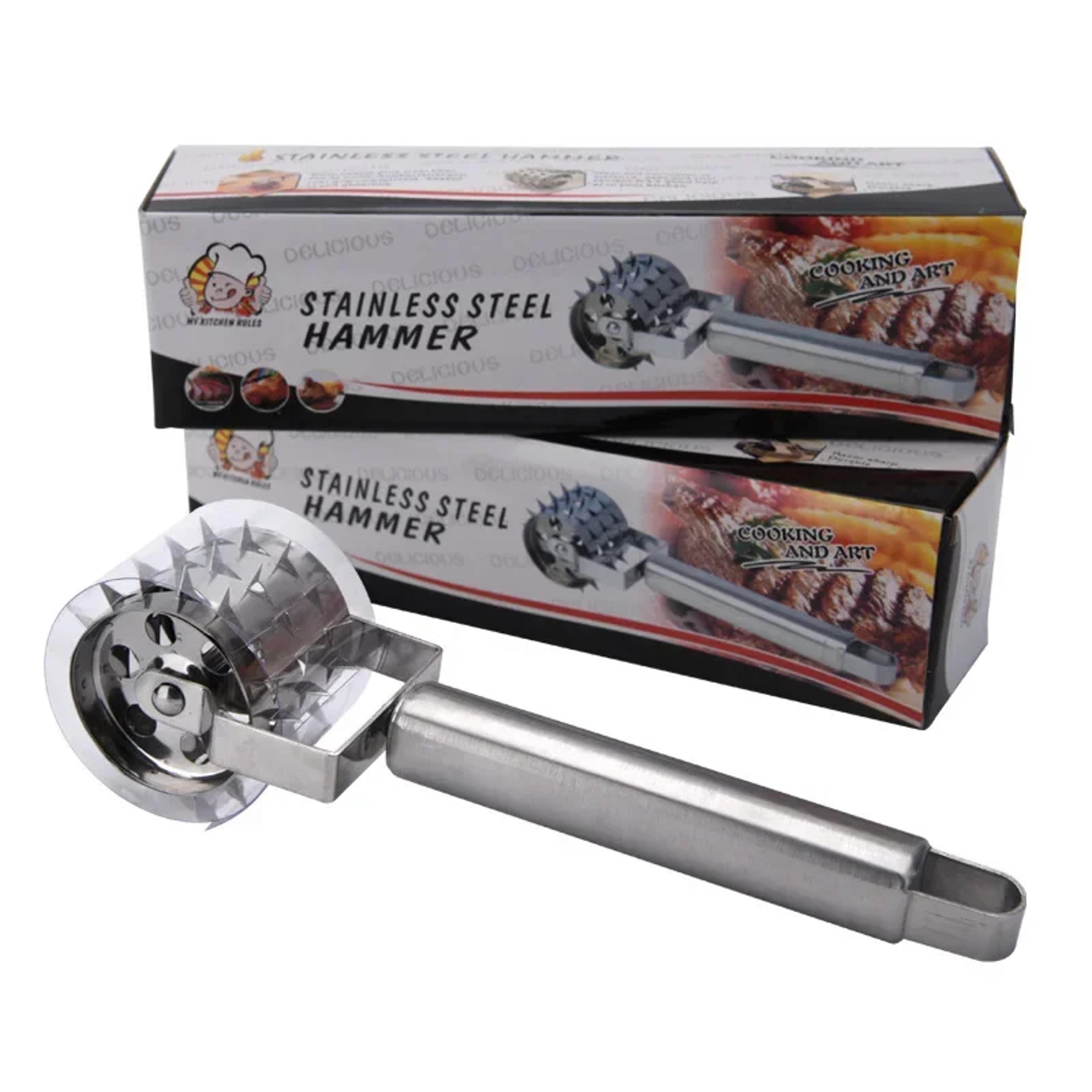 Stainless Steel Meat Tenderizer Roller Hammer For Steak Pork And Chicken 4