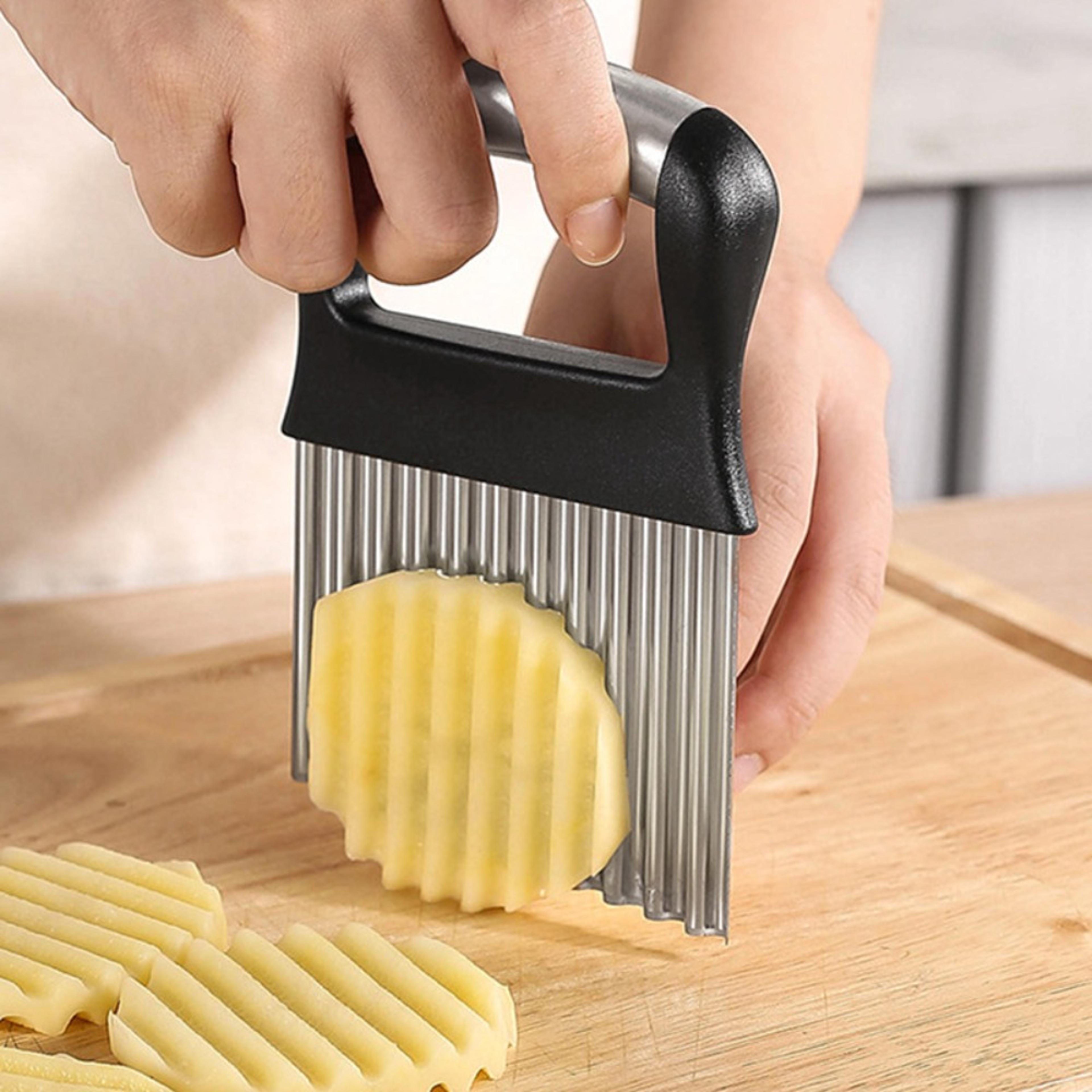premium crinkle cutter stainless steel potato cutter for wavy fries, vegetables & garnishes