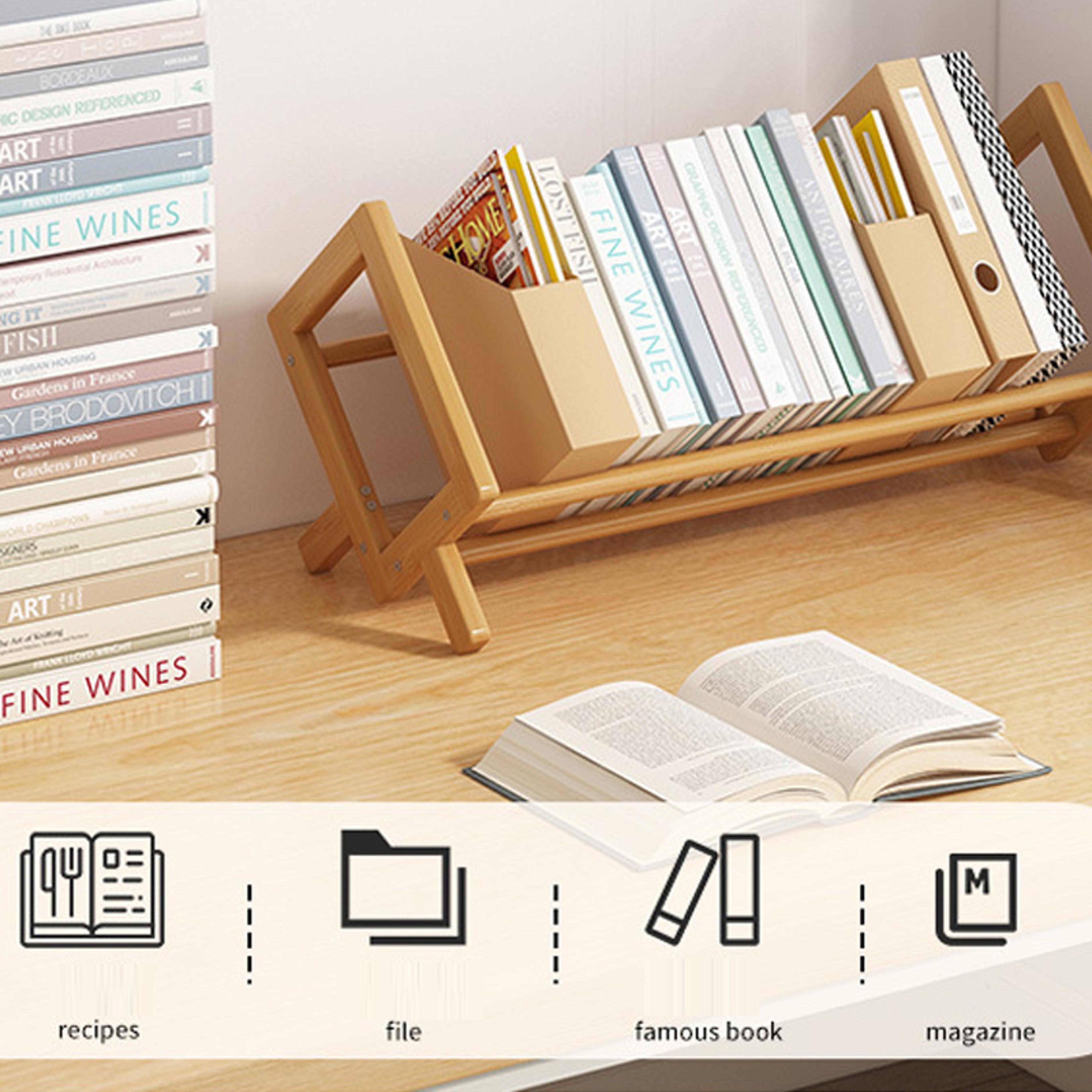 Desktop Bookshelf Organizer Bamboo Office Document Magazine Storage Shelf For Student Economy Stand