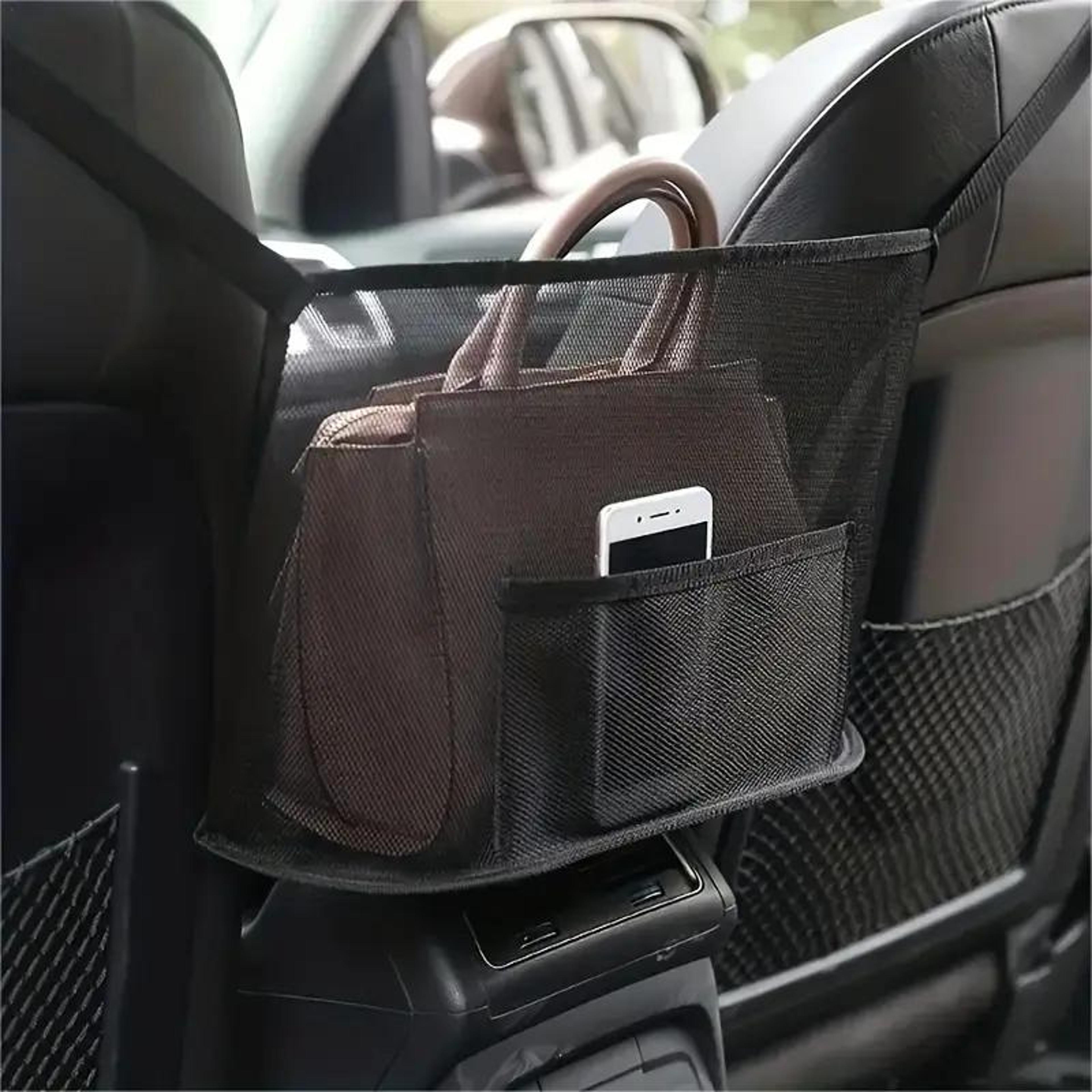 1pc spacious car seat mesh bag for dogs & pets – convenient handbag purse clip organizer with back seat storage net