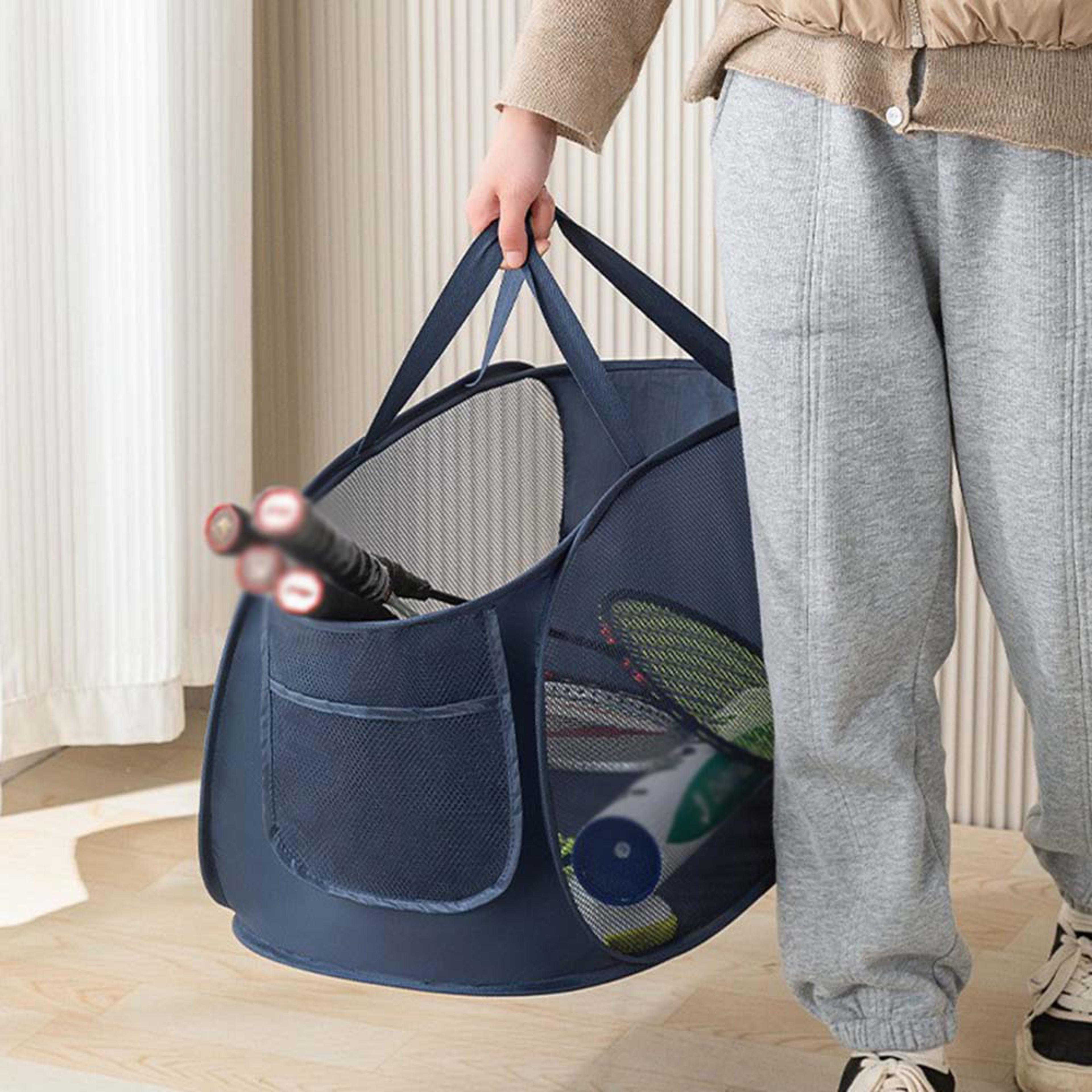 horizontal foldable laundry basket, mesh cloth laundry hamper, large capacity storage basket for home accessories