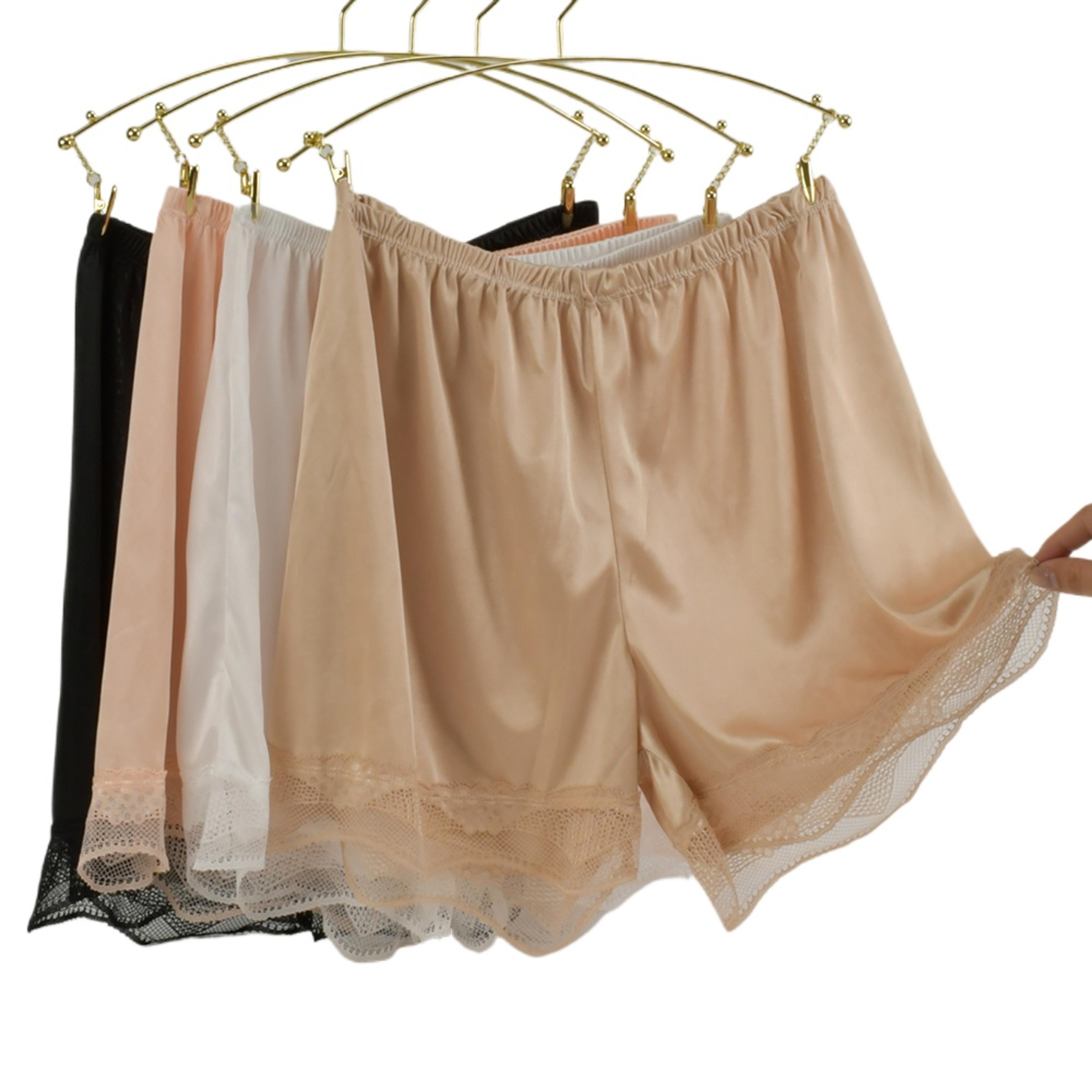 womens silk sleep shorts, silky smooth pajama, breathable safety pants, comfortable lace home underwear, summer female