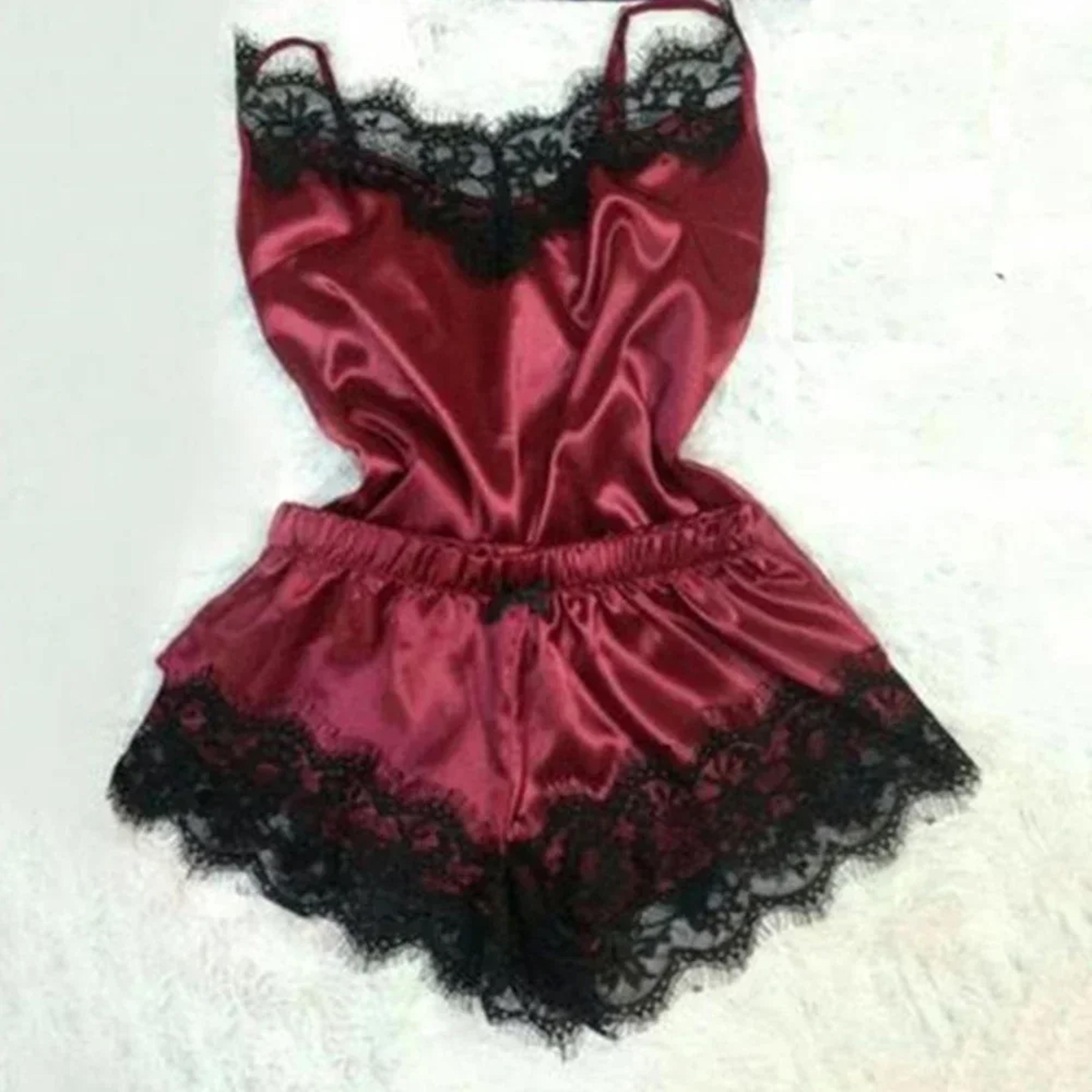Summer Lace Silk Pajama Set For Women Sexy Lingerie Cami Top And Shorts Set Comfortable Casual Pija 7