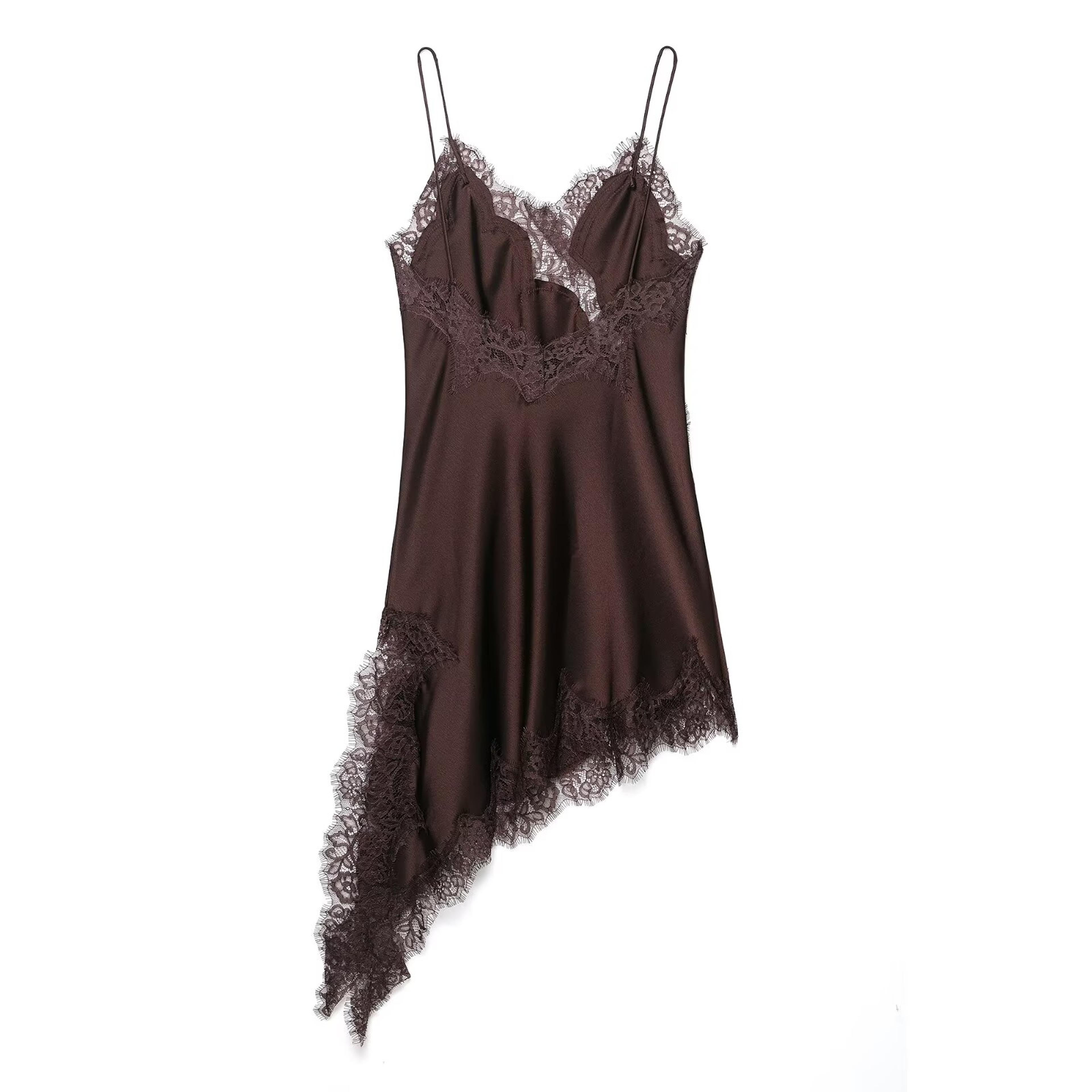 Womens Lace Asymmetrical Dress Sexy Summer Suspender Dress Fashionable New Temperament Evening Wear 3