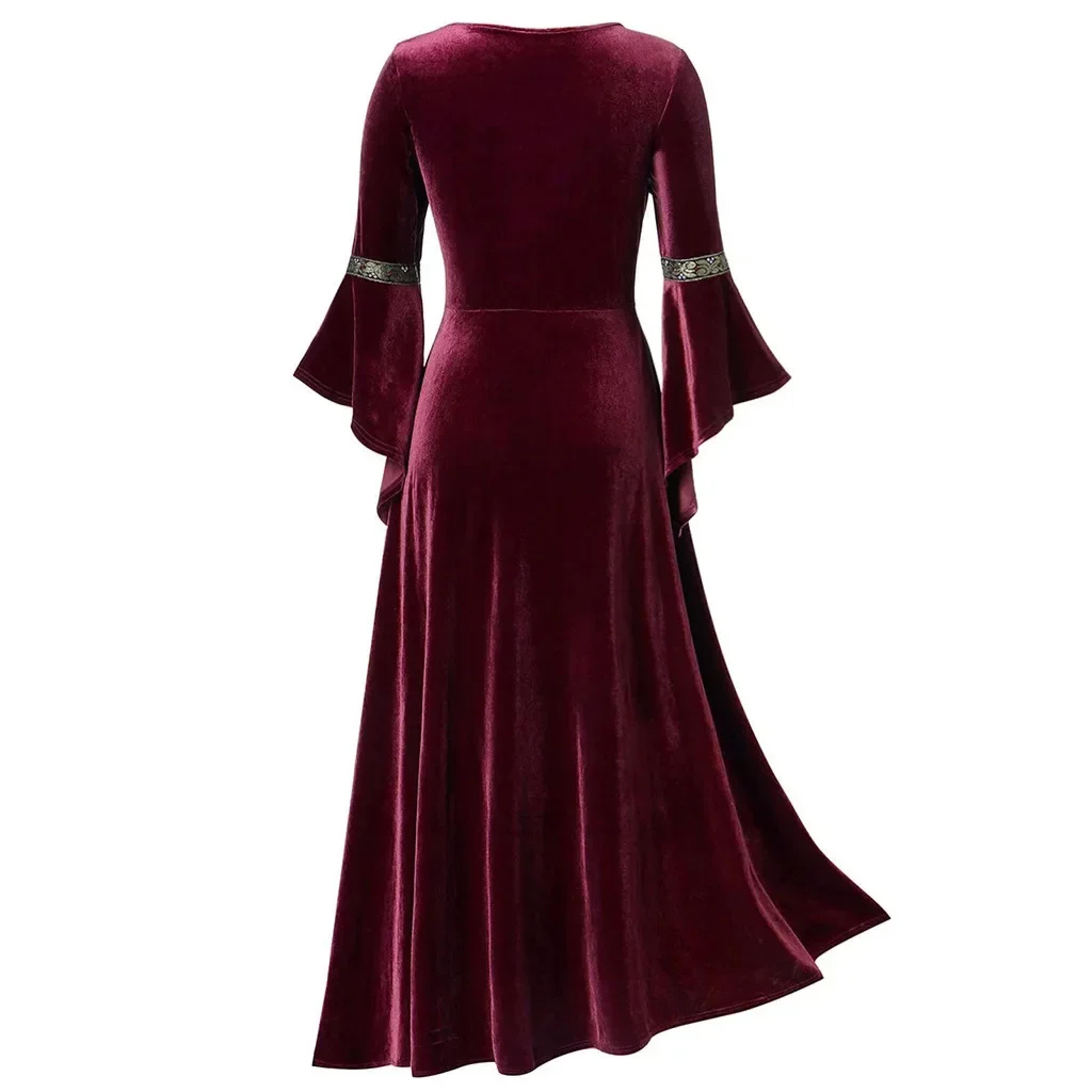 Vampire Witch Victorian Gothi Bandage Dress Women Long Sleeve Medieval Cosplay Vintage Look 4