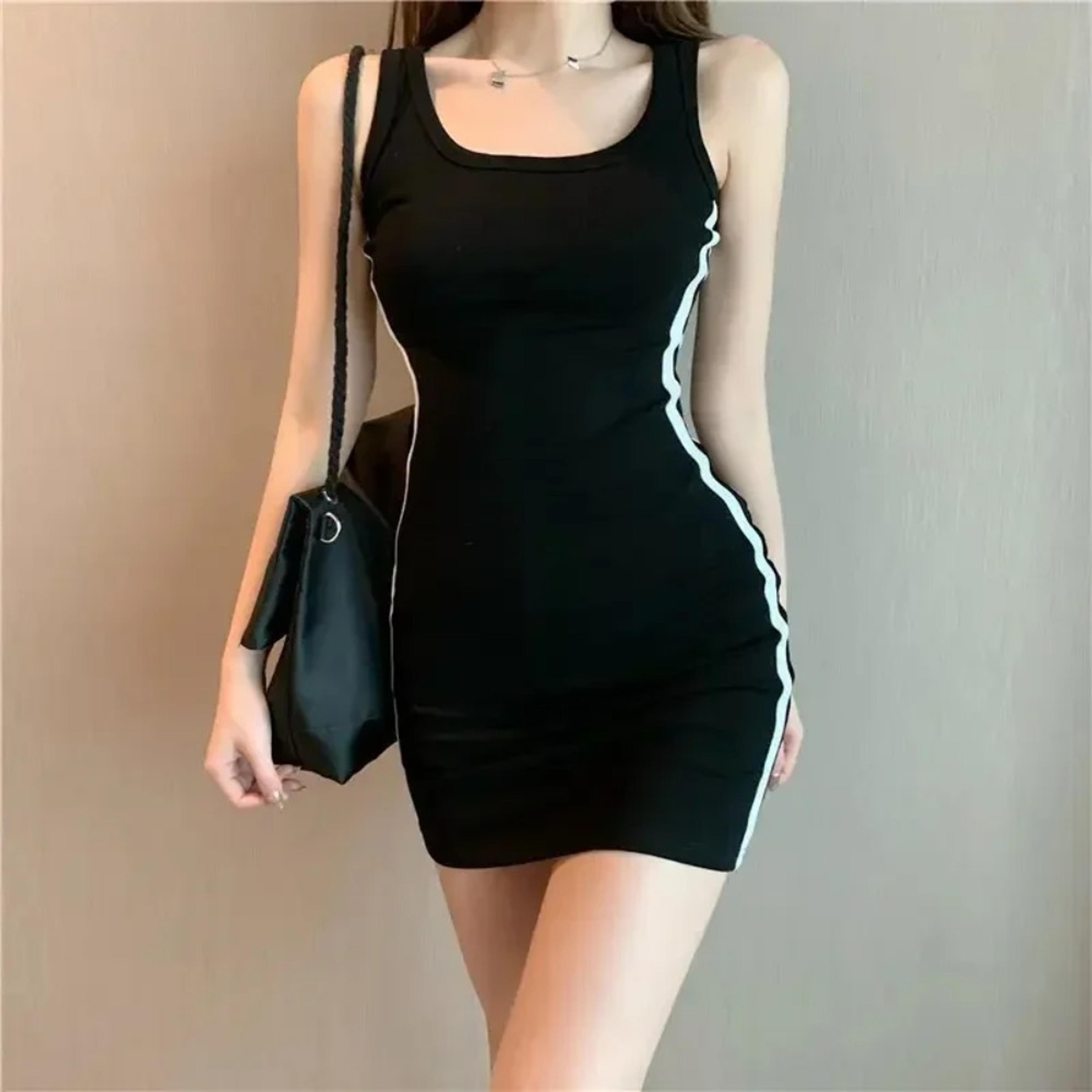 Summer Women Casual Sheath Dress Lady Spaghetti Strap Sleeveless Sexy Stretch Slim Dress Vestidos 1