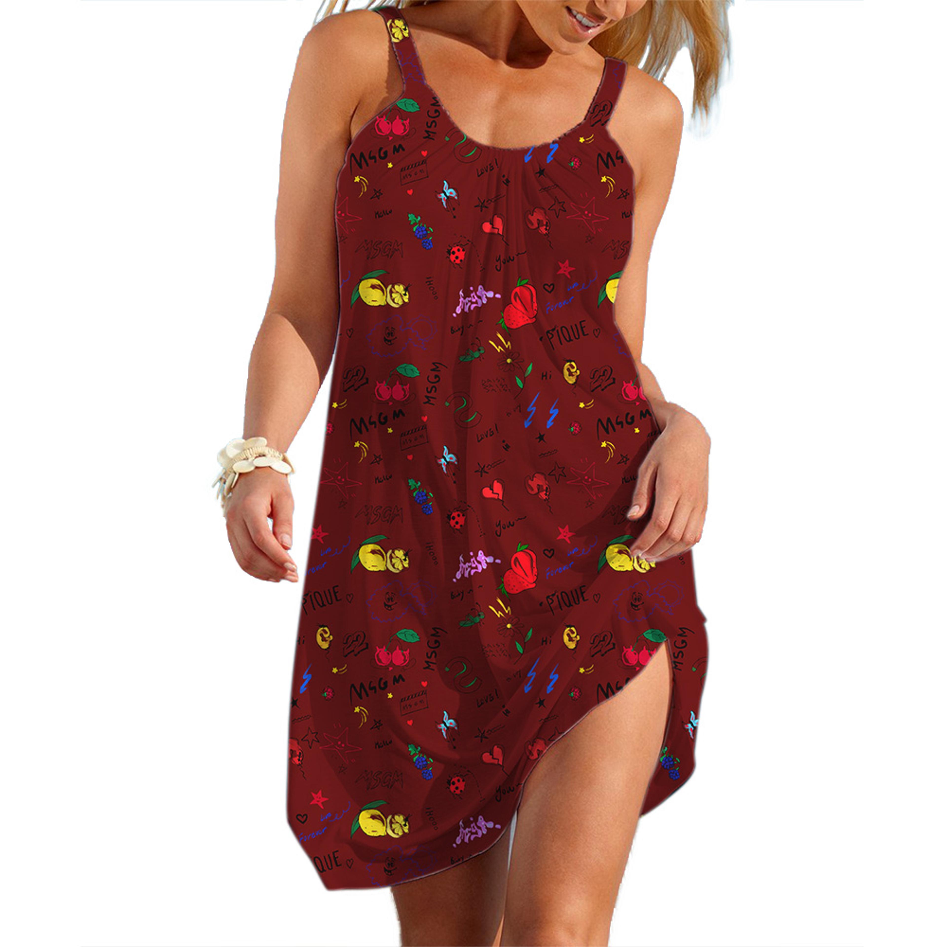 Summer Womens Slip Dress Casual Clothes Sale Lady Pastoral Flower Streetwear Loose Sleeveless Skirt 1