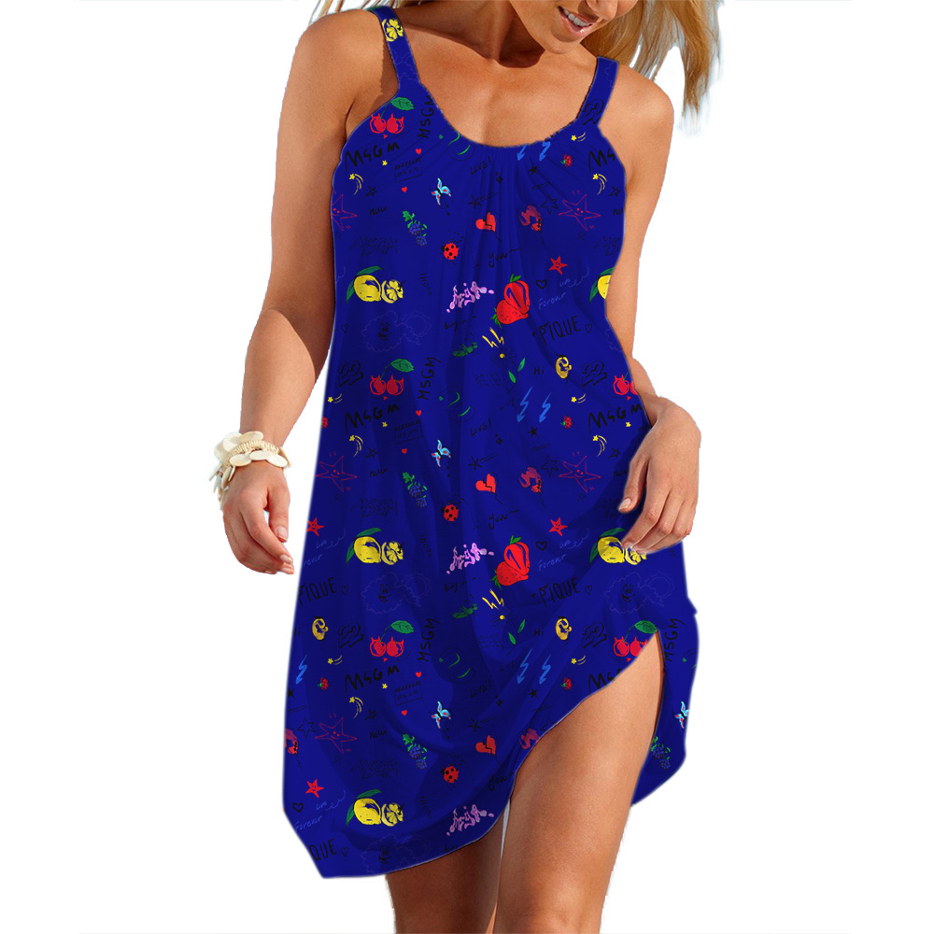 Summer Womens Slip Dress Casual Clothes Sale Lady Pastoral Flower Streetwear Loose Sleeveless Skirt 2