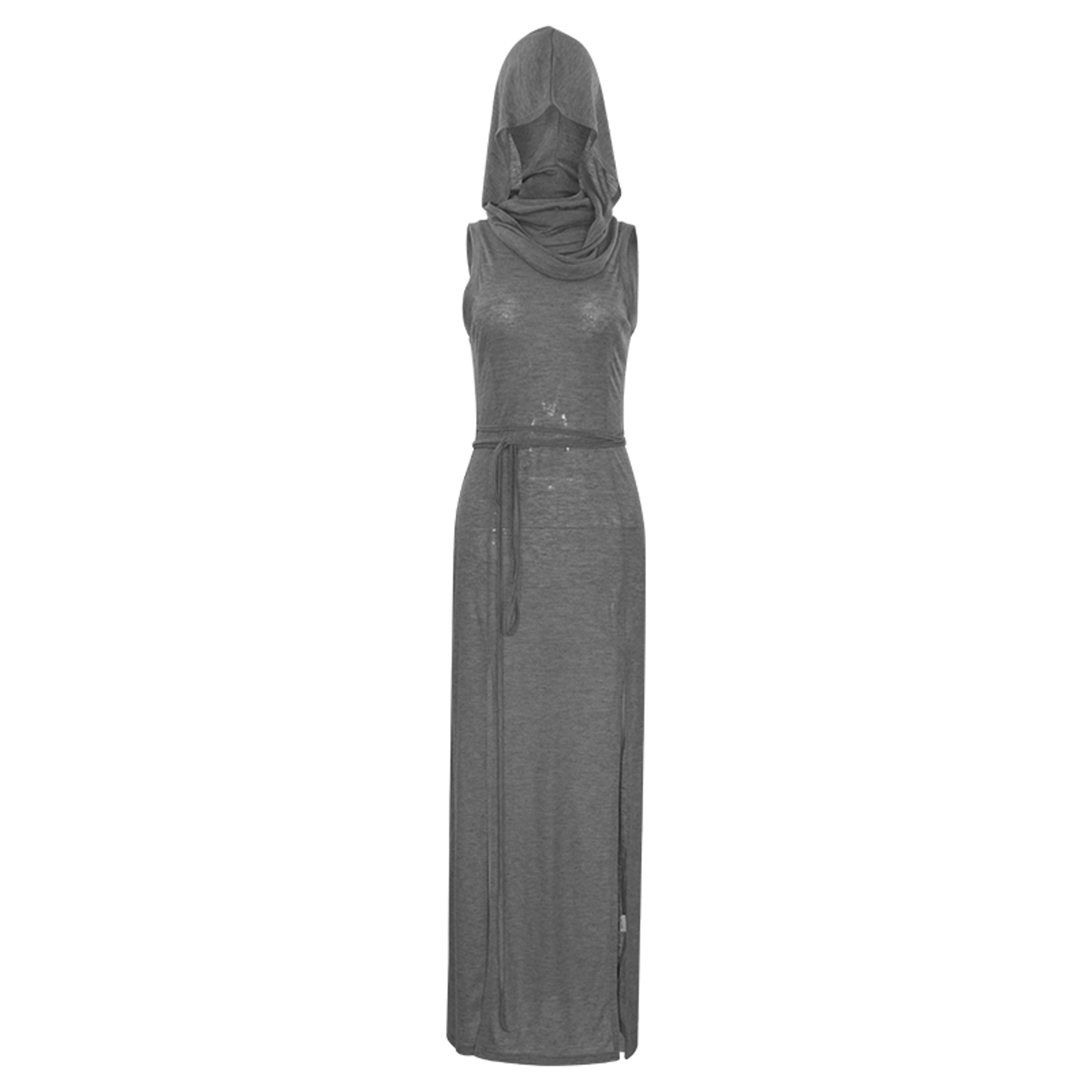 Sexy European And American Style Sleeveless Hooded Dress Long Split Hollow Out Pure Color Womens Go 8