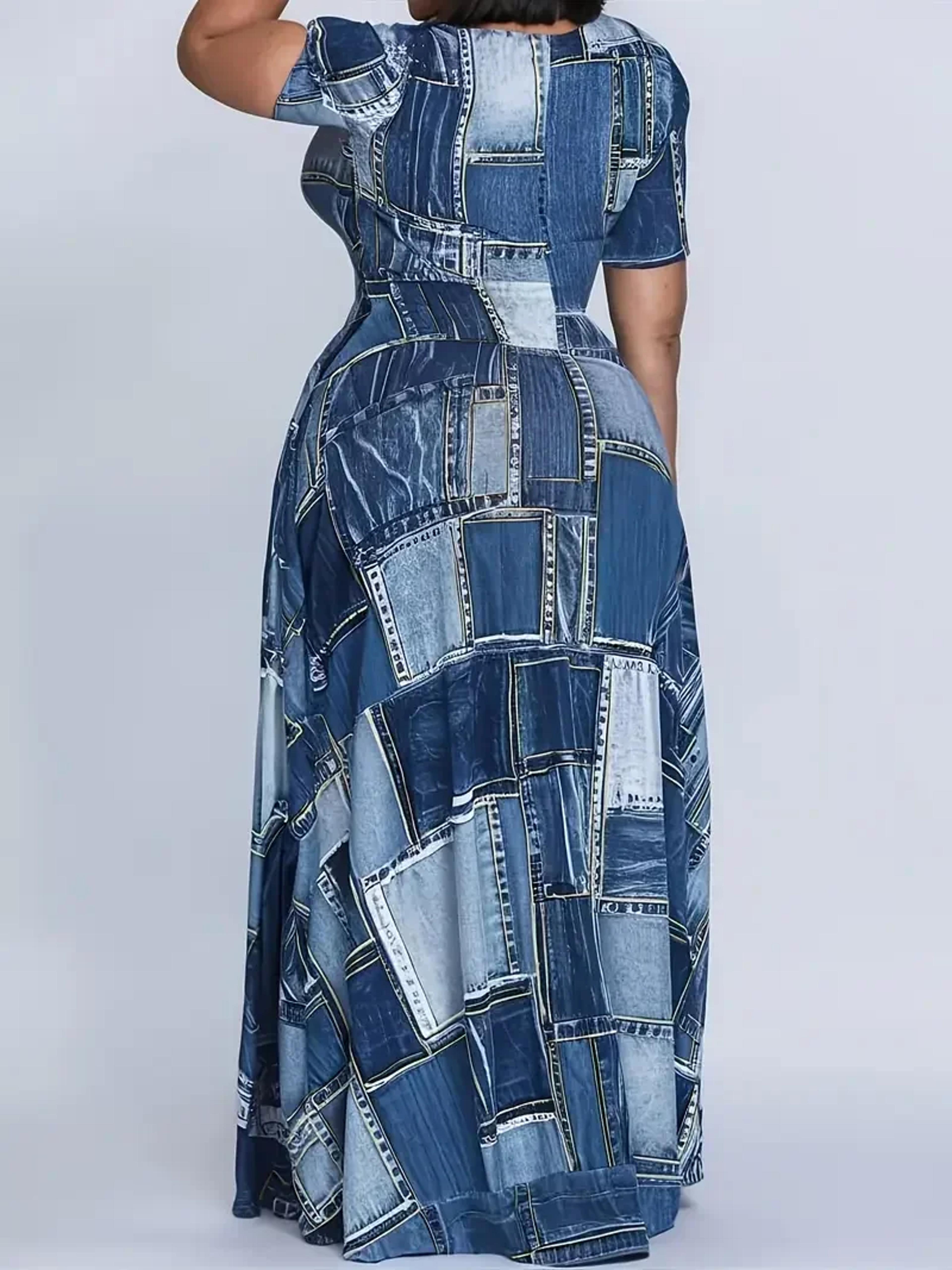 Women Popular Large Size Printed Dress With Belt Long Sleeve Womens Clothing Fashionable Long Dress 1