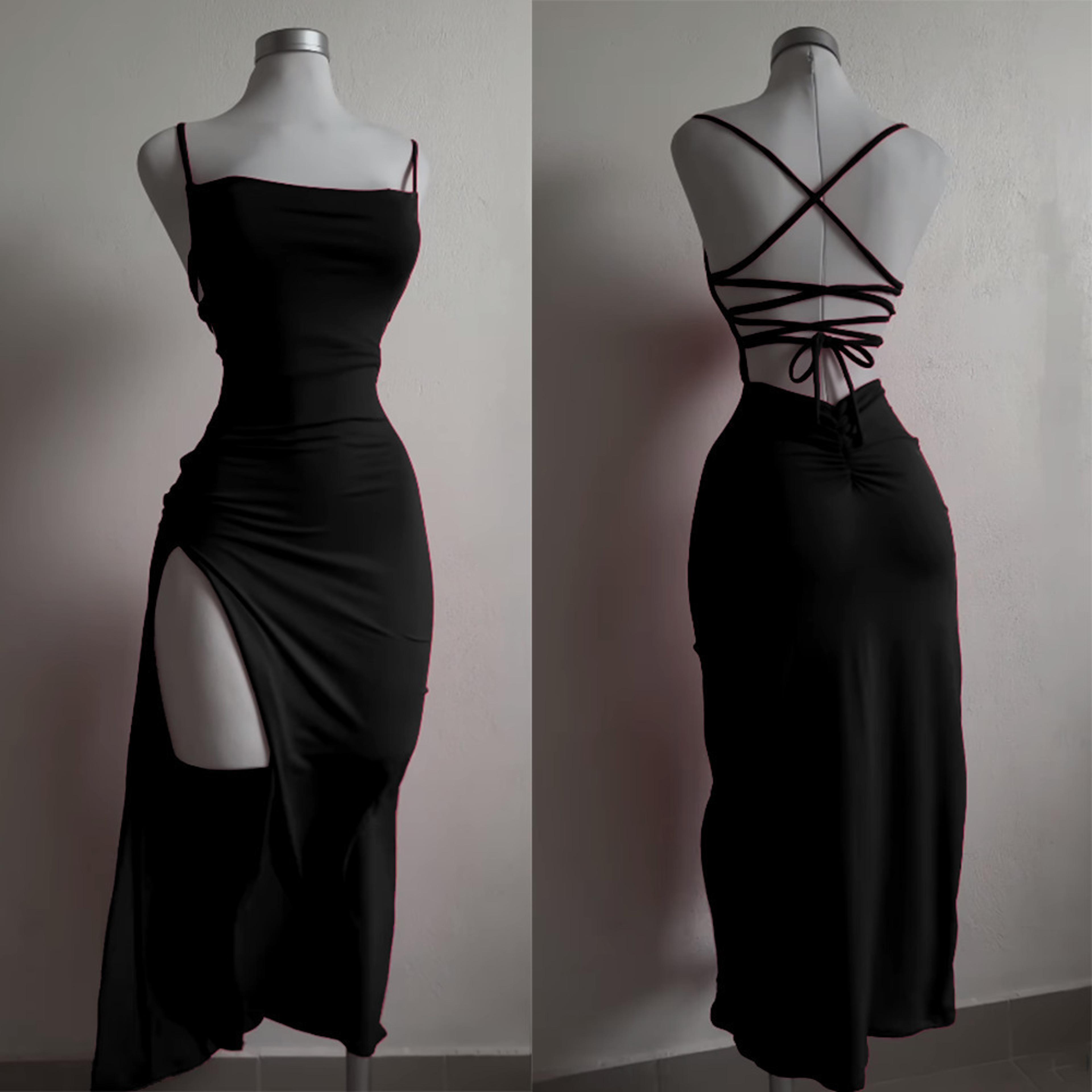 High Street Female Suspender Robes Sexy Backless Lace Up Long Dress Women Split Bodycon Party Dress 5