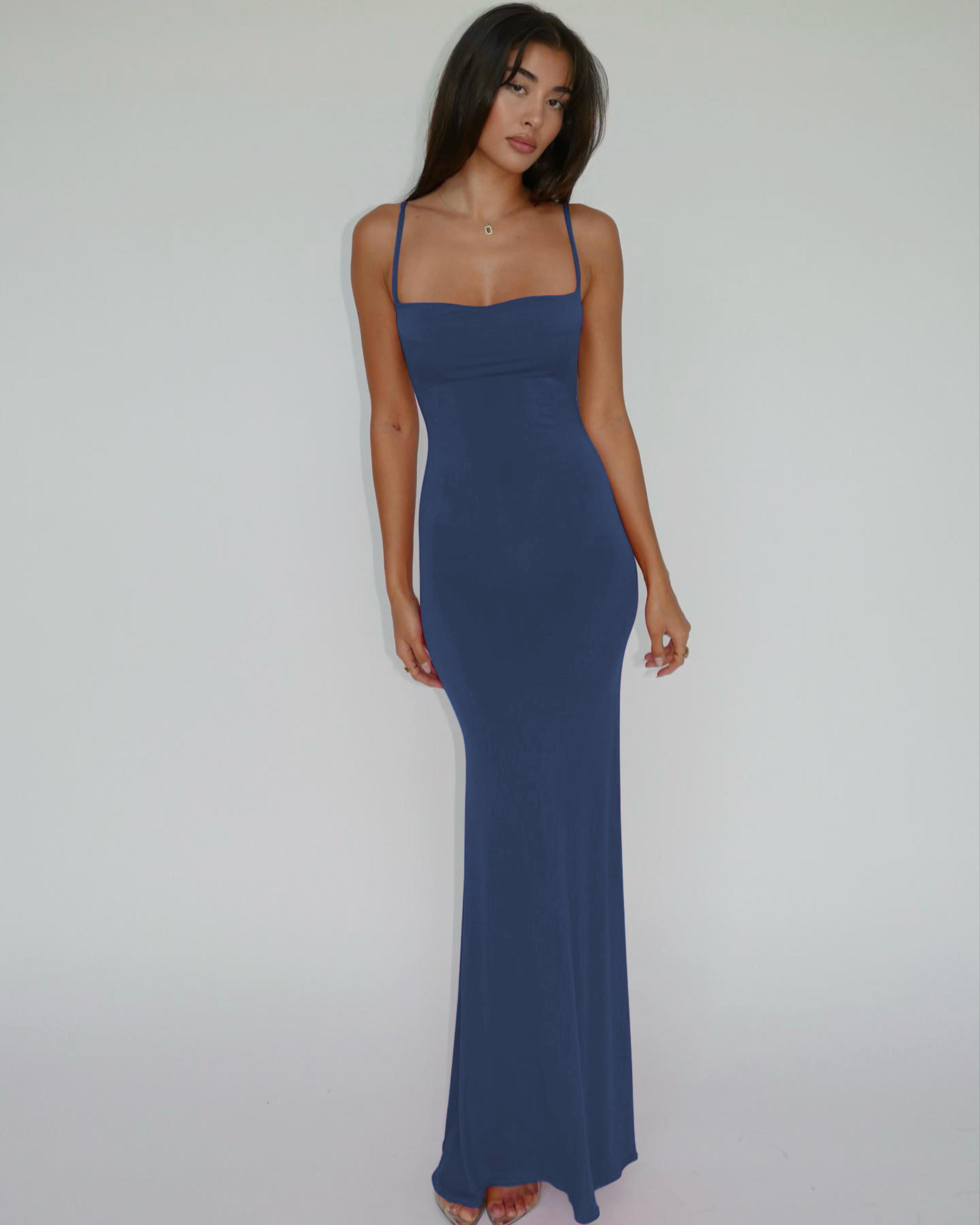 Elegant Sexy Backless Bodycon Maxi Dress For Women Spring Birthday Party Casual Solid Sleeveless 7