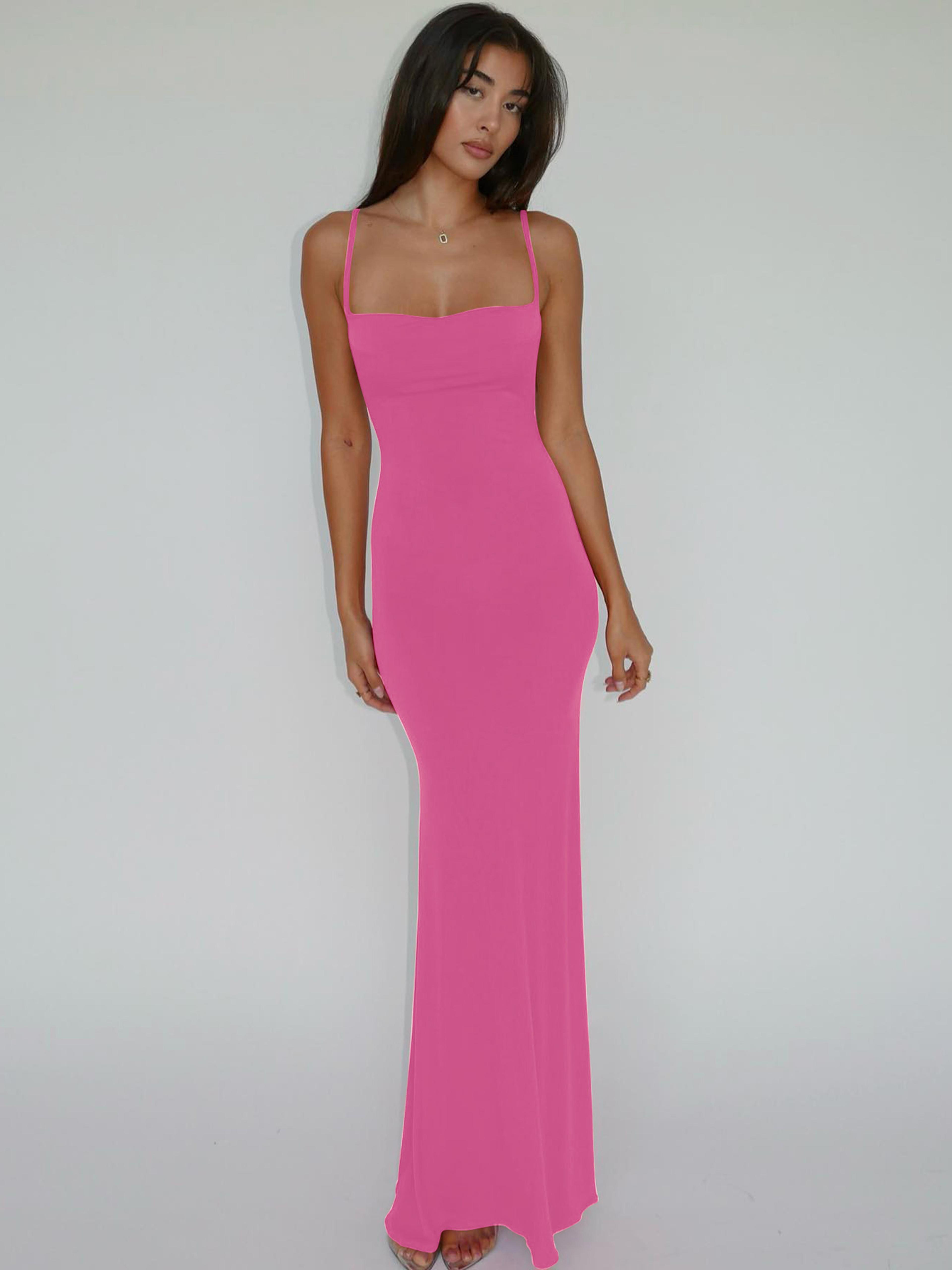 Elegant Sexy Backless Bodycon Maxi Dress For Women Spring Birthday Party Casual Solid Sleeveless 8