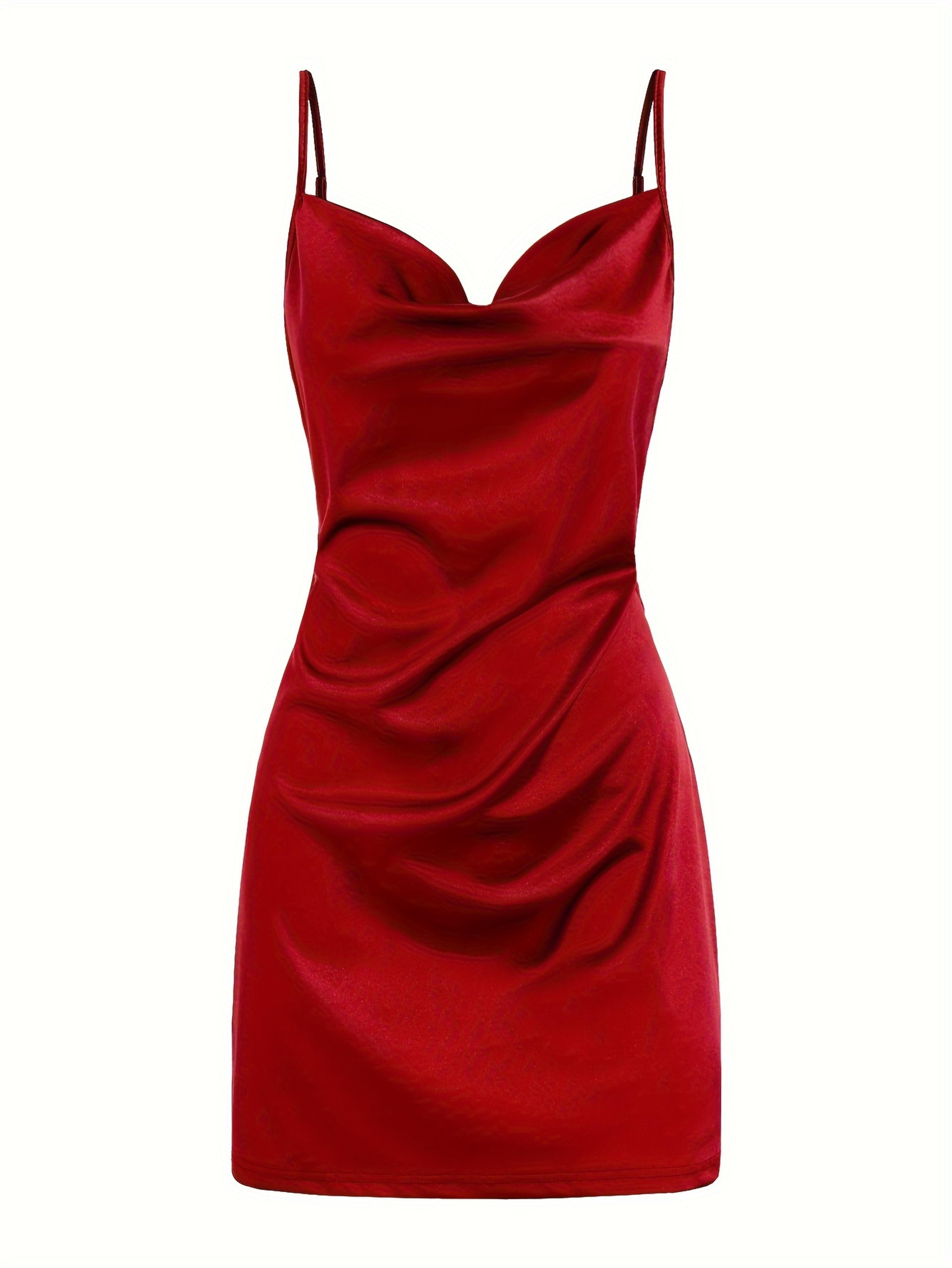 Voom Satin Hip Suspender Dress Womens Dress For Parties Elegant Satin Dress For Evening Wear Sexy A