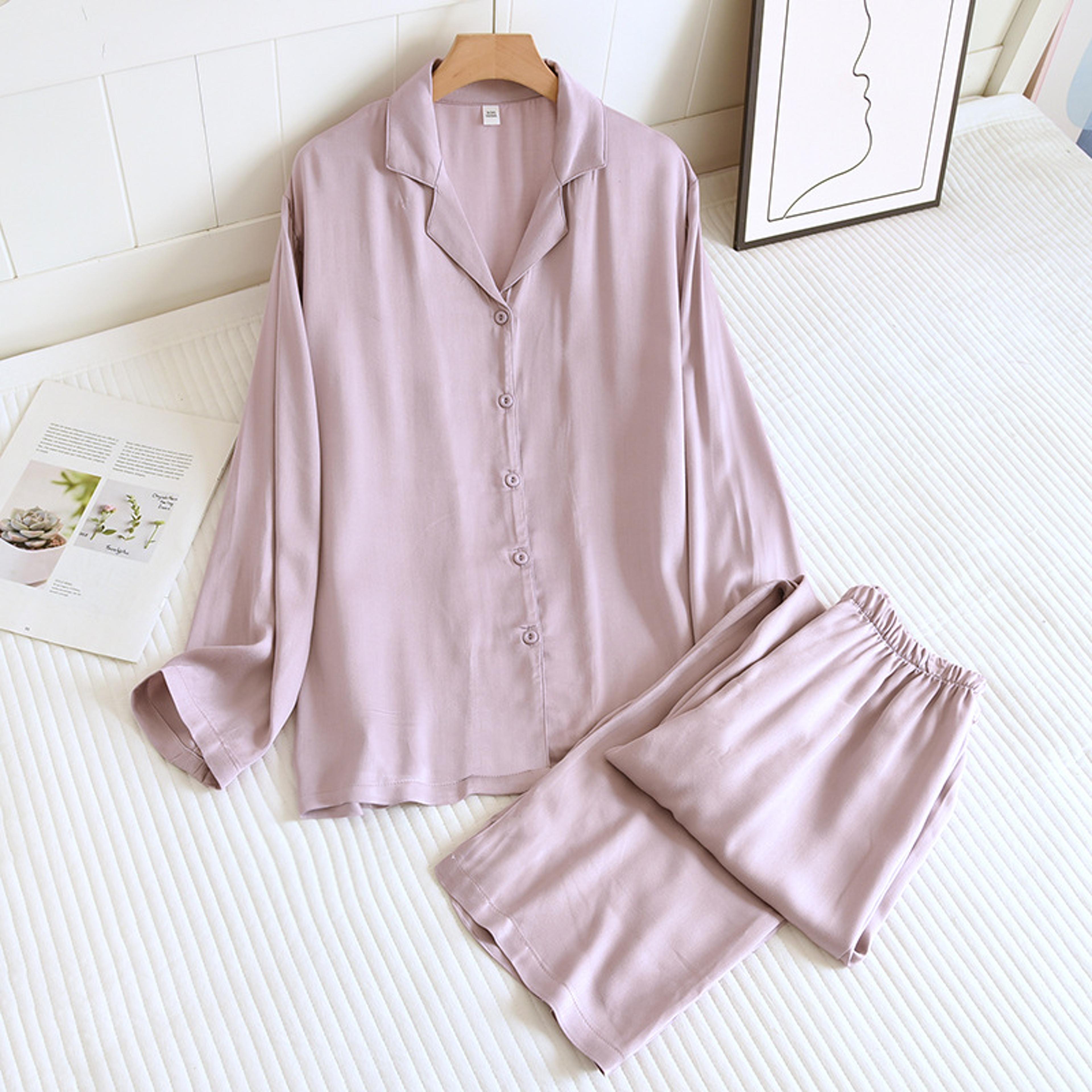 Spring Pajama Sets Men And Womens Cotton Silk Pajamas Long Sleeved Pants Thin Satin Home Clothing P 2
