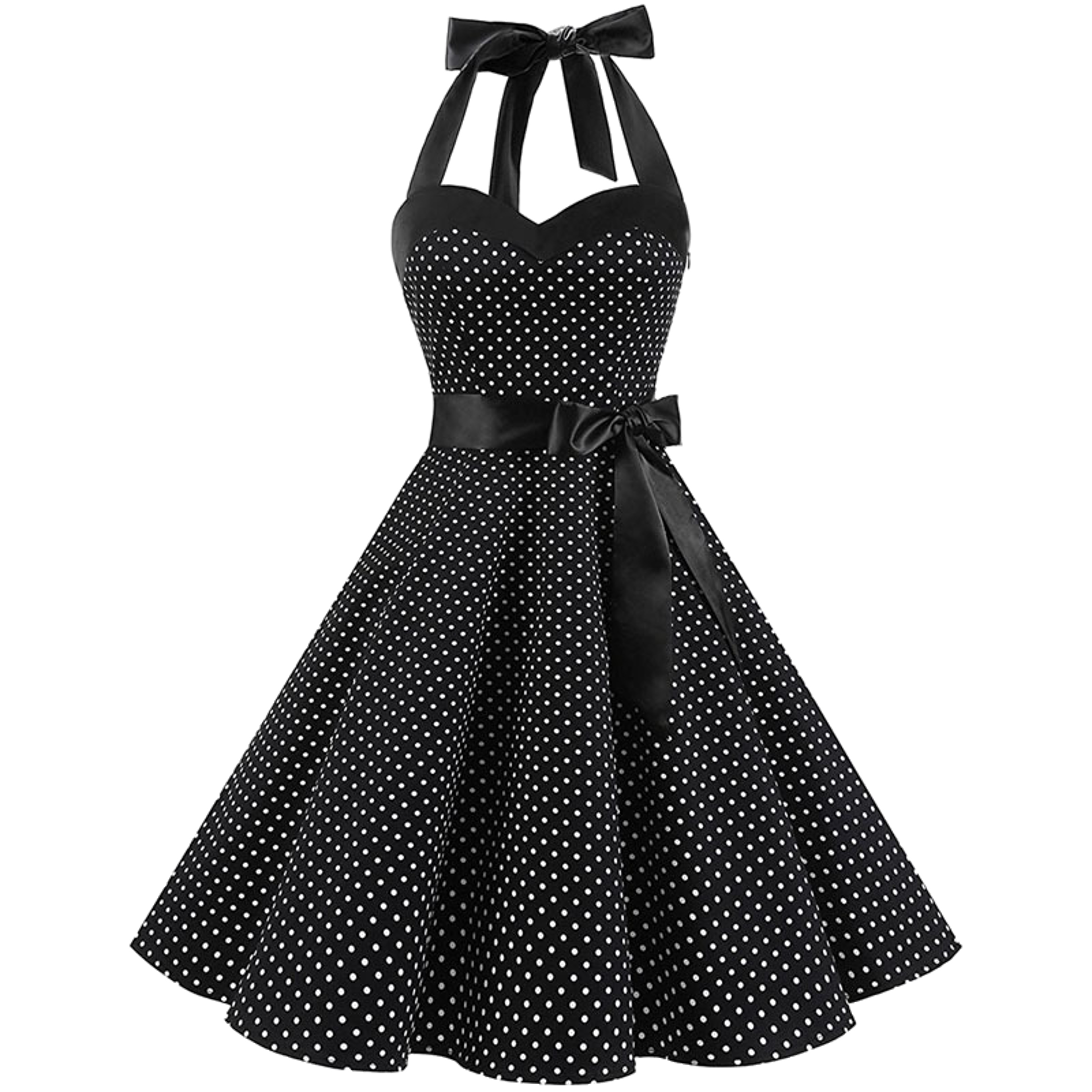 Women Polka Dot Print Summer Dress Sexy Retro White Halter Vintage Robe Femme Pin Up Rockabilly Par 10