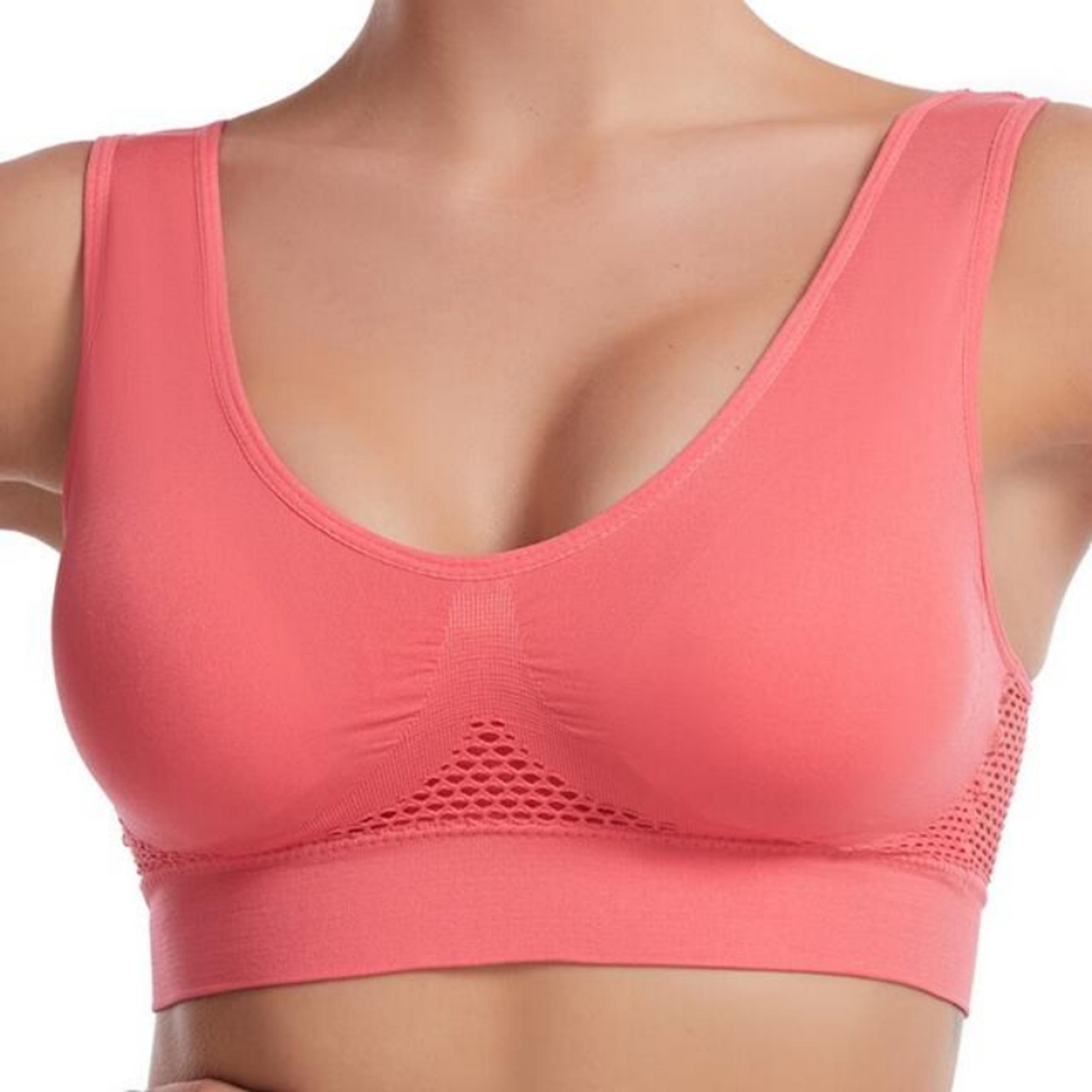 BreatheFit Sports Bra For Women  Shockproof Wireless Yoga Bra With Breathable Air Mesh Support 1
