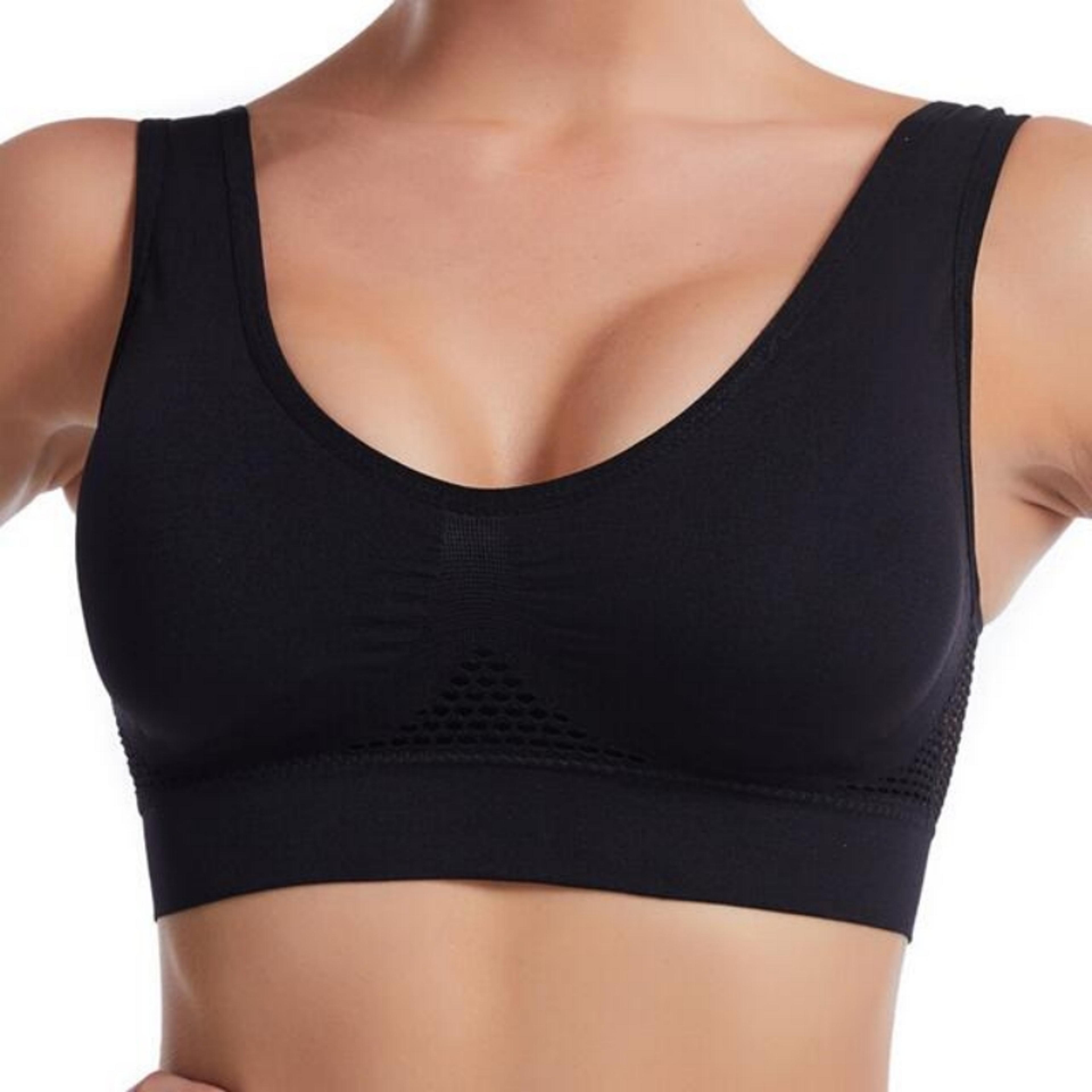 BreatheFit Sports Bra For Women  Shockproof Wireless Yoga Bra With Breathable Air Mesh Support 4