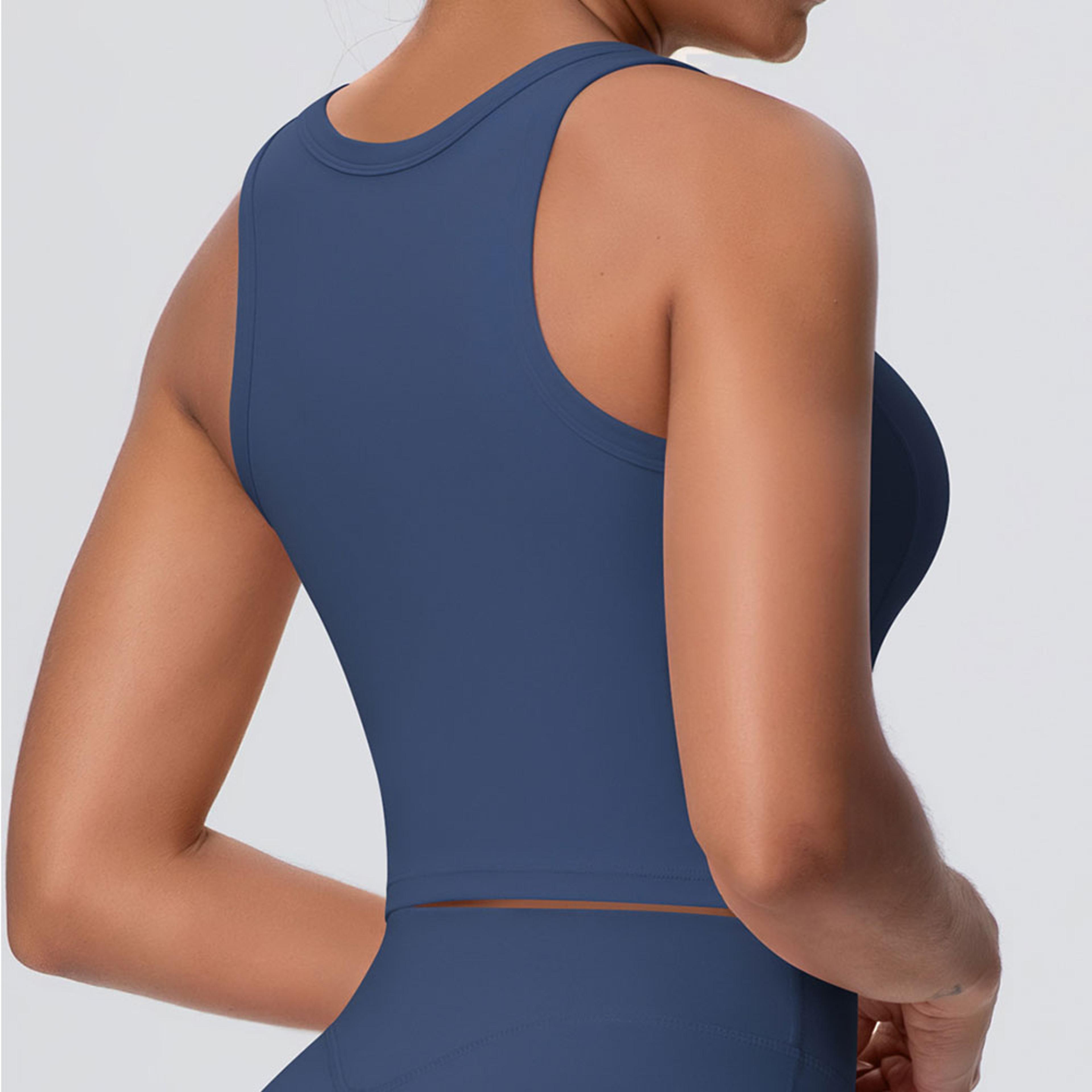 womens open back push up sports bra tank top yoga & workout support