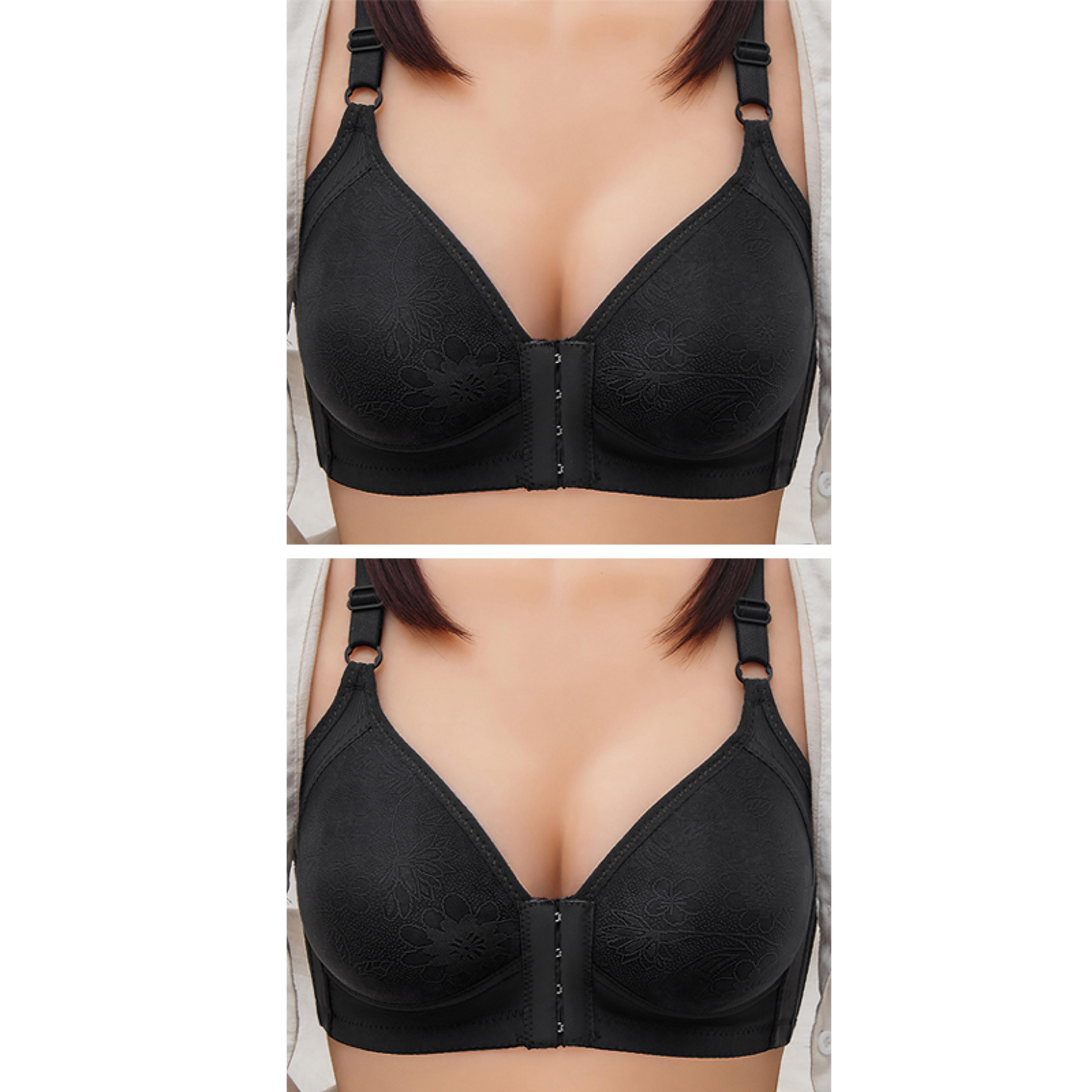 ComfortFit Front Clasp Full Cup Lace Bra Wire Free Support For Women  Plus Sizes 10