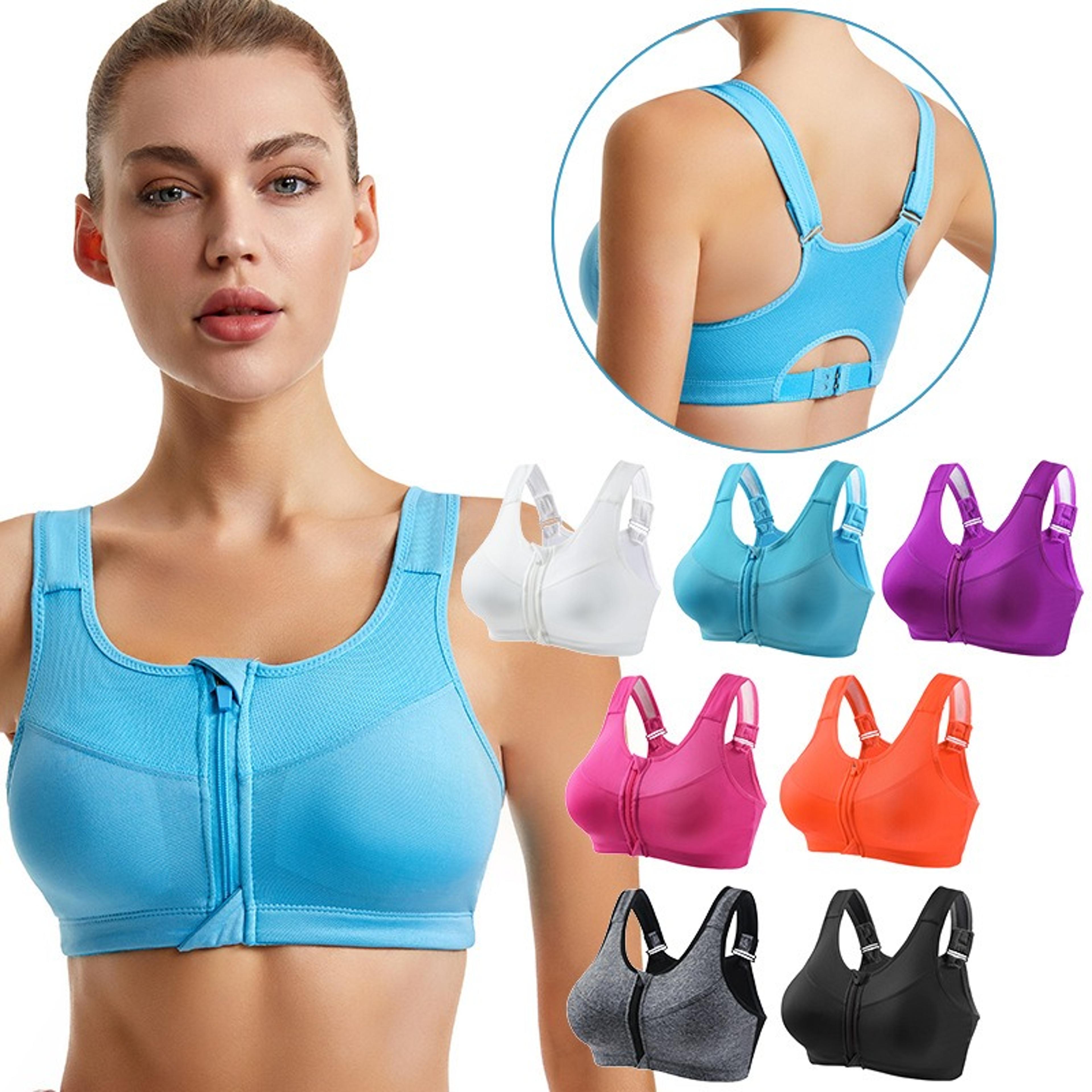 plus size high support front zipper sports bra with adjustable racerback