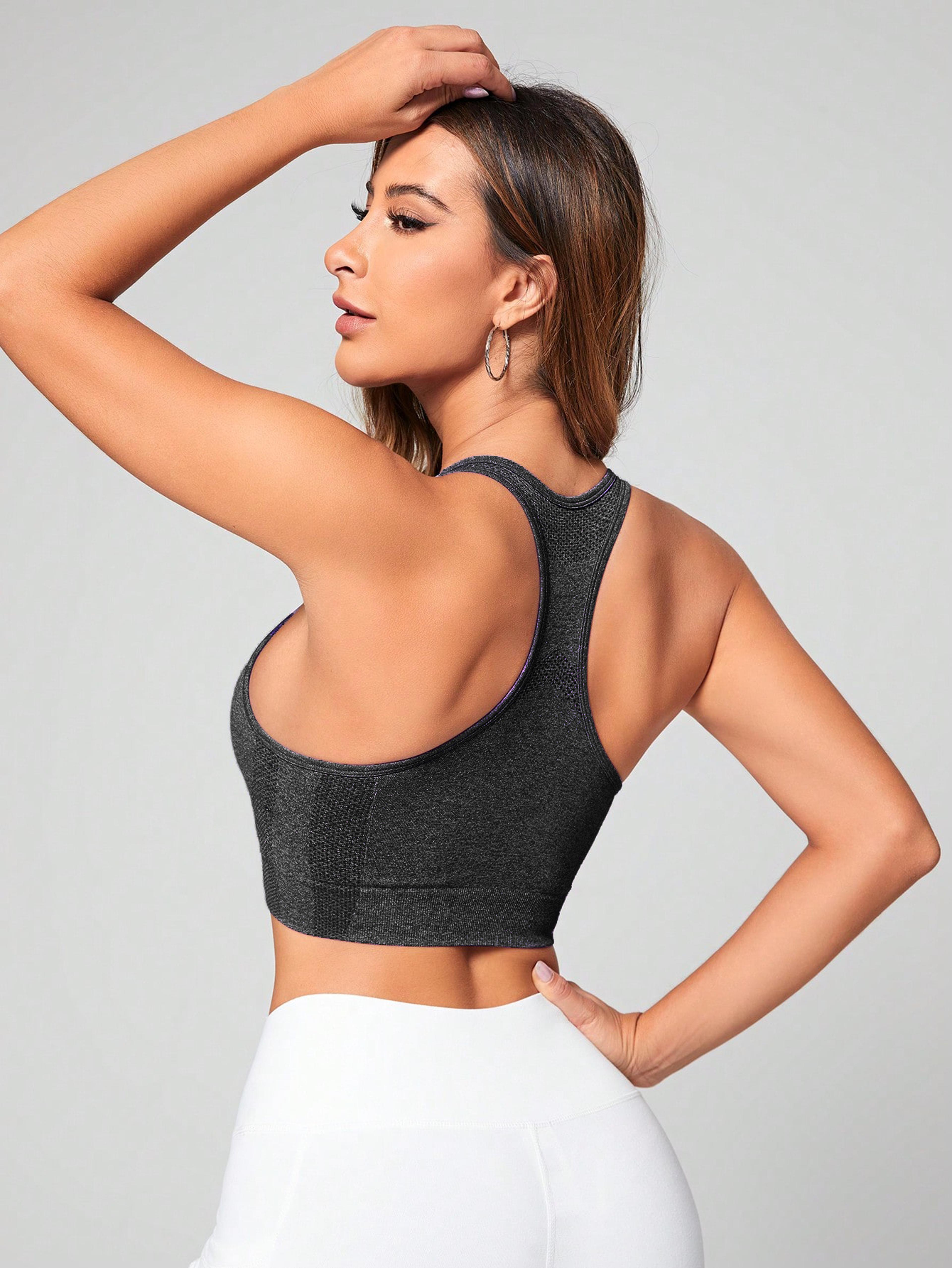womens seamless sports bra breathable racerback yoga crop top