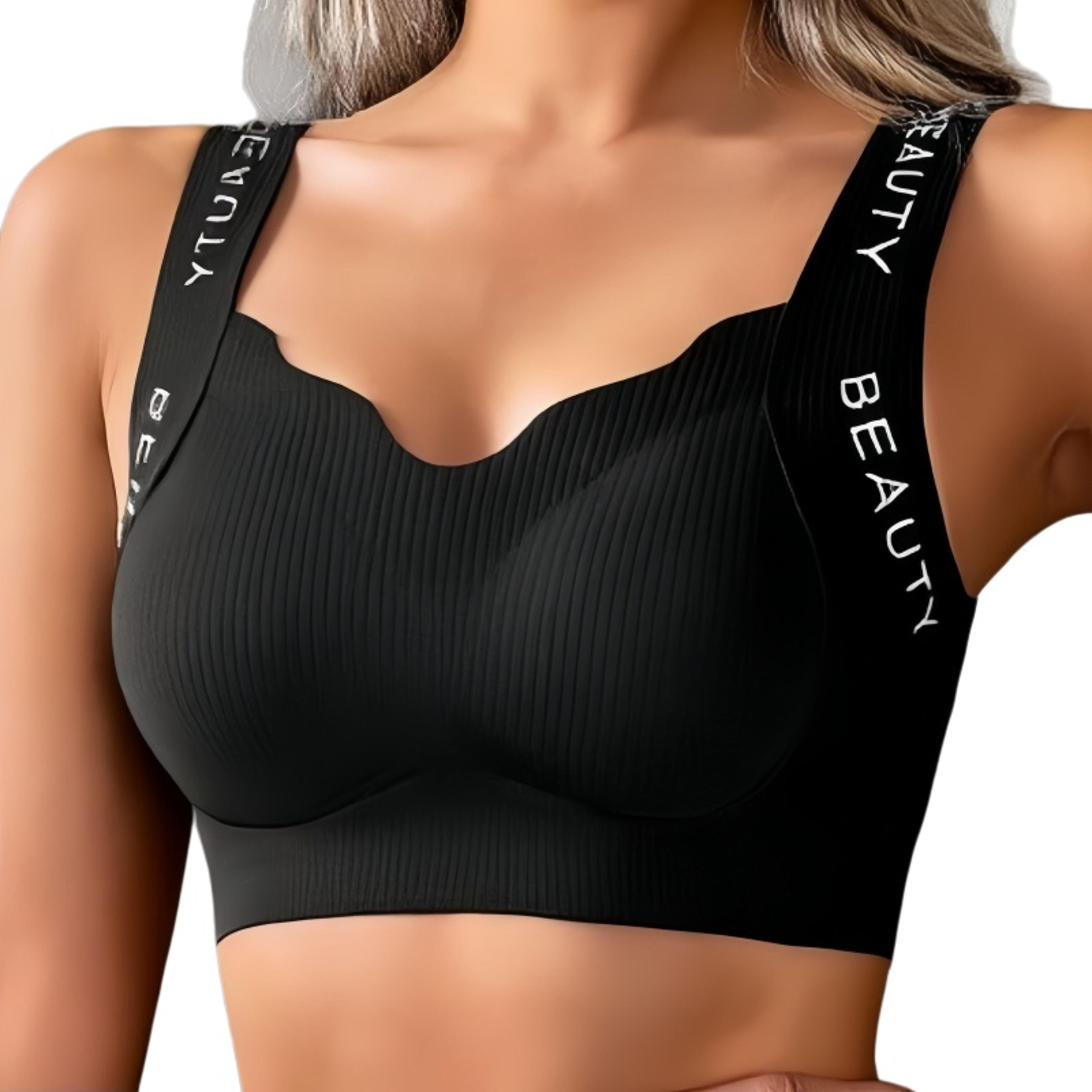 comfortcurve seamless ribbed wireless push up bra plus size