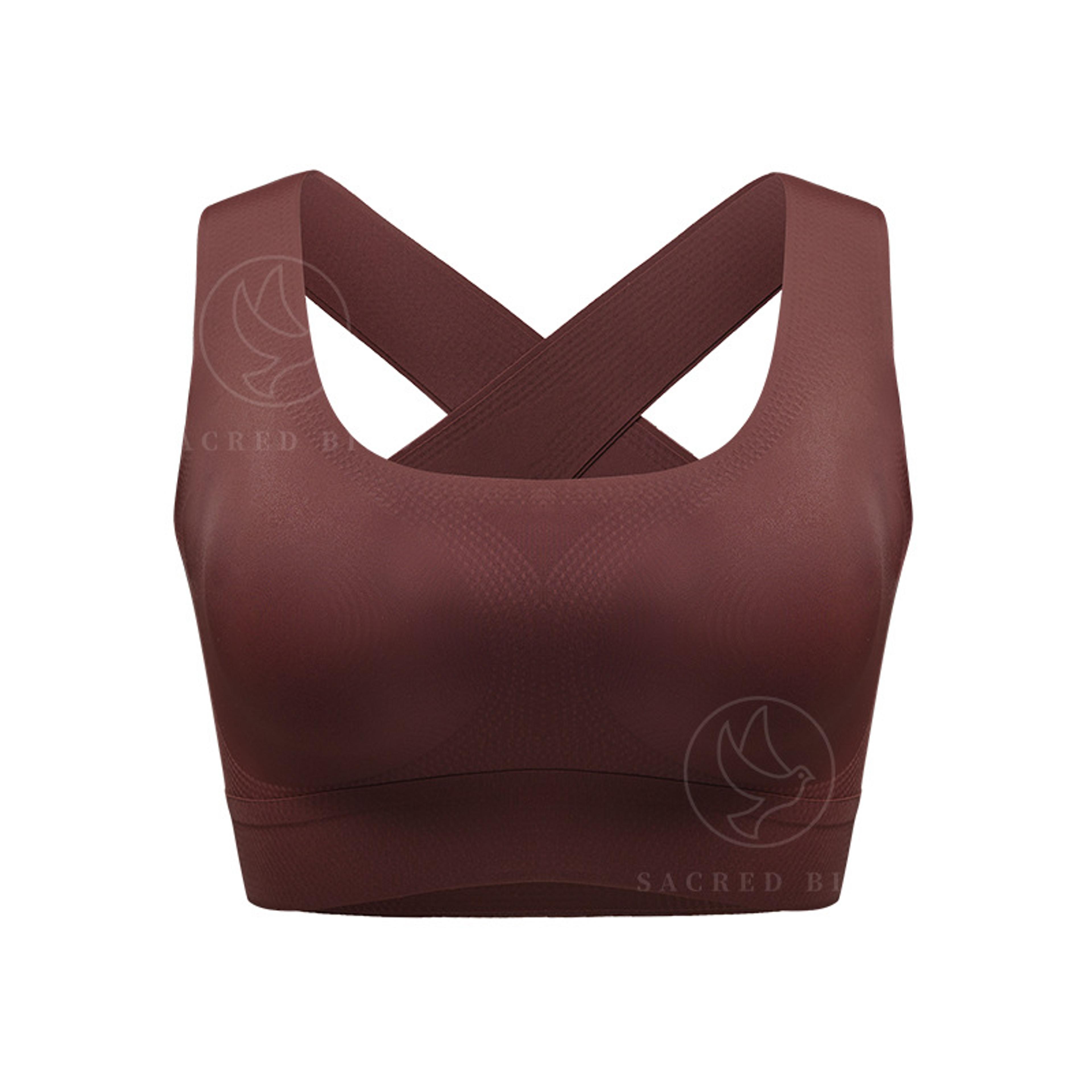 Wireless Seamless Breathable Sports Bra With Cross Back Straps 4
