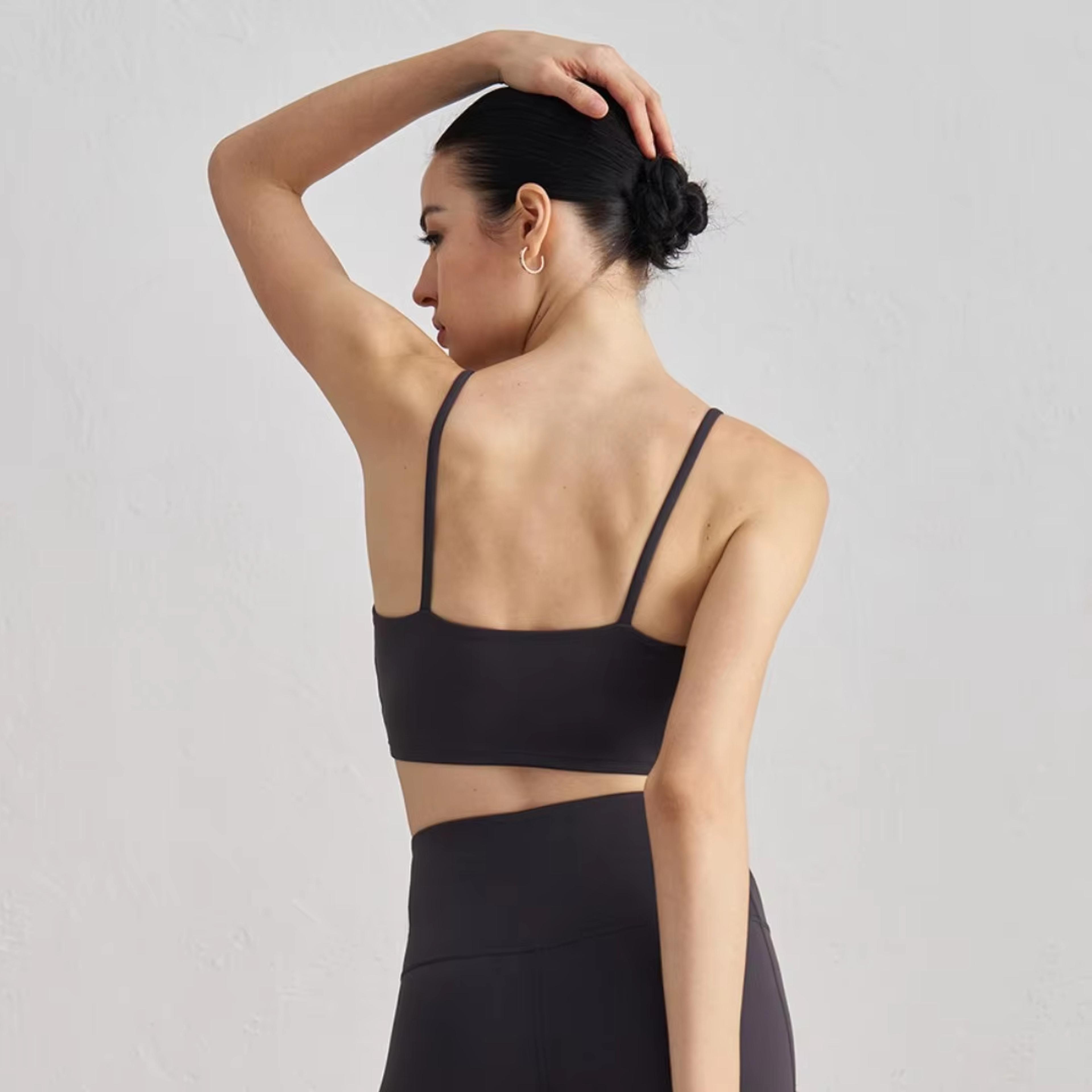 Womens Fitness Sports Bra With Spaghetti Straps Gym  Yoga Top 2