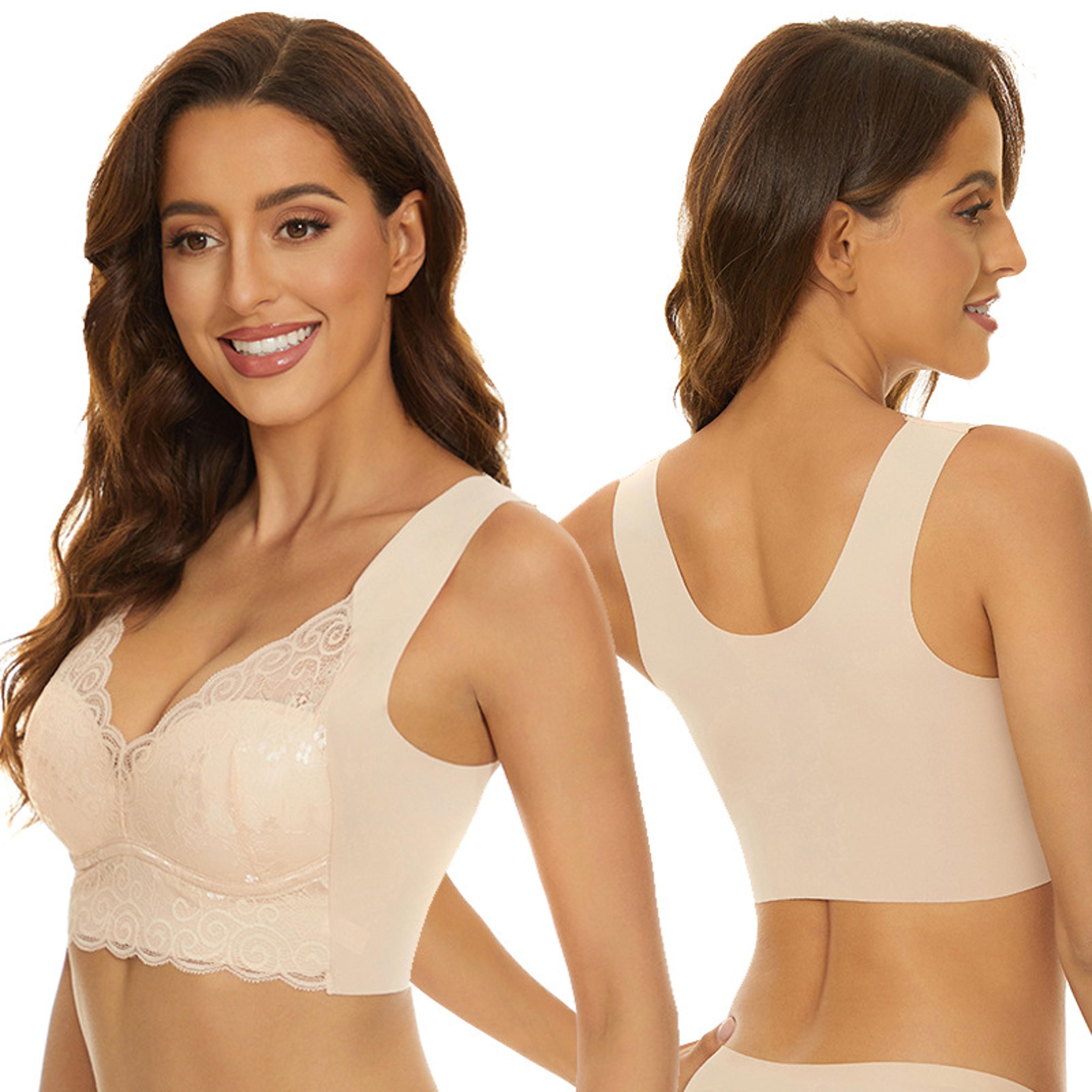 Plus Size Lace Wireless Bralette Comfort Lift Push Up Bra 3