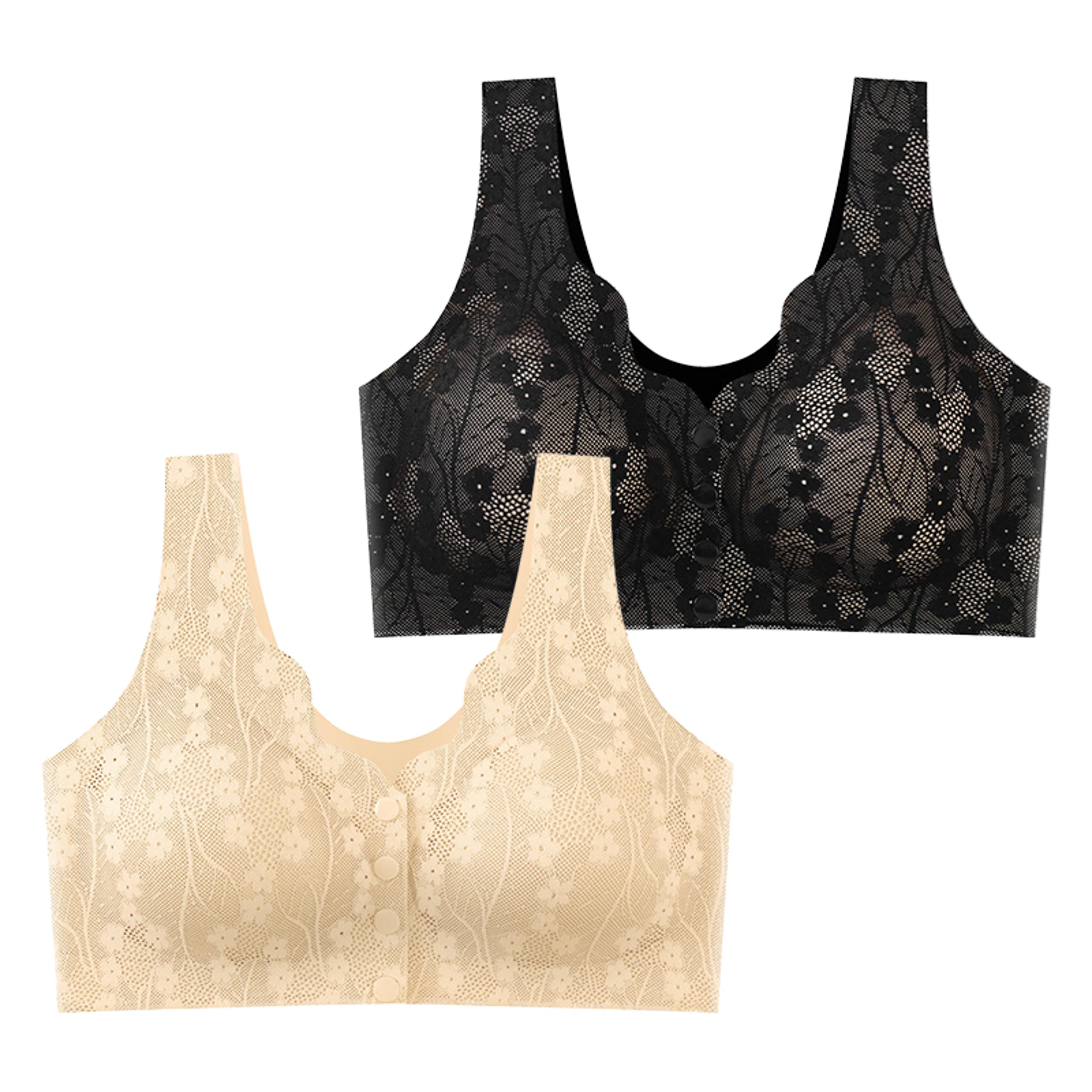 FallSweet Lace Front Wireless Bra Plus Size Bralette Comfort  Seamless Fit 14