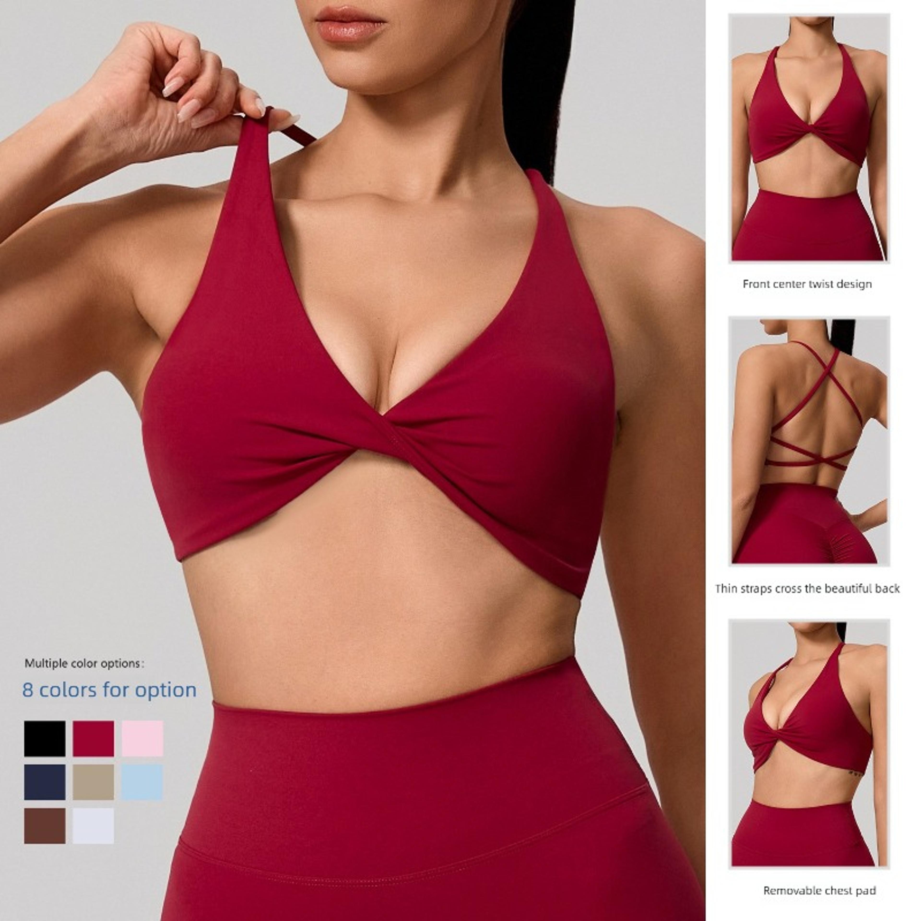 Supportive Backless Cross Strap Yoga  Gym Workout Bra For Women 1