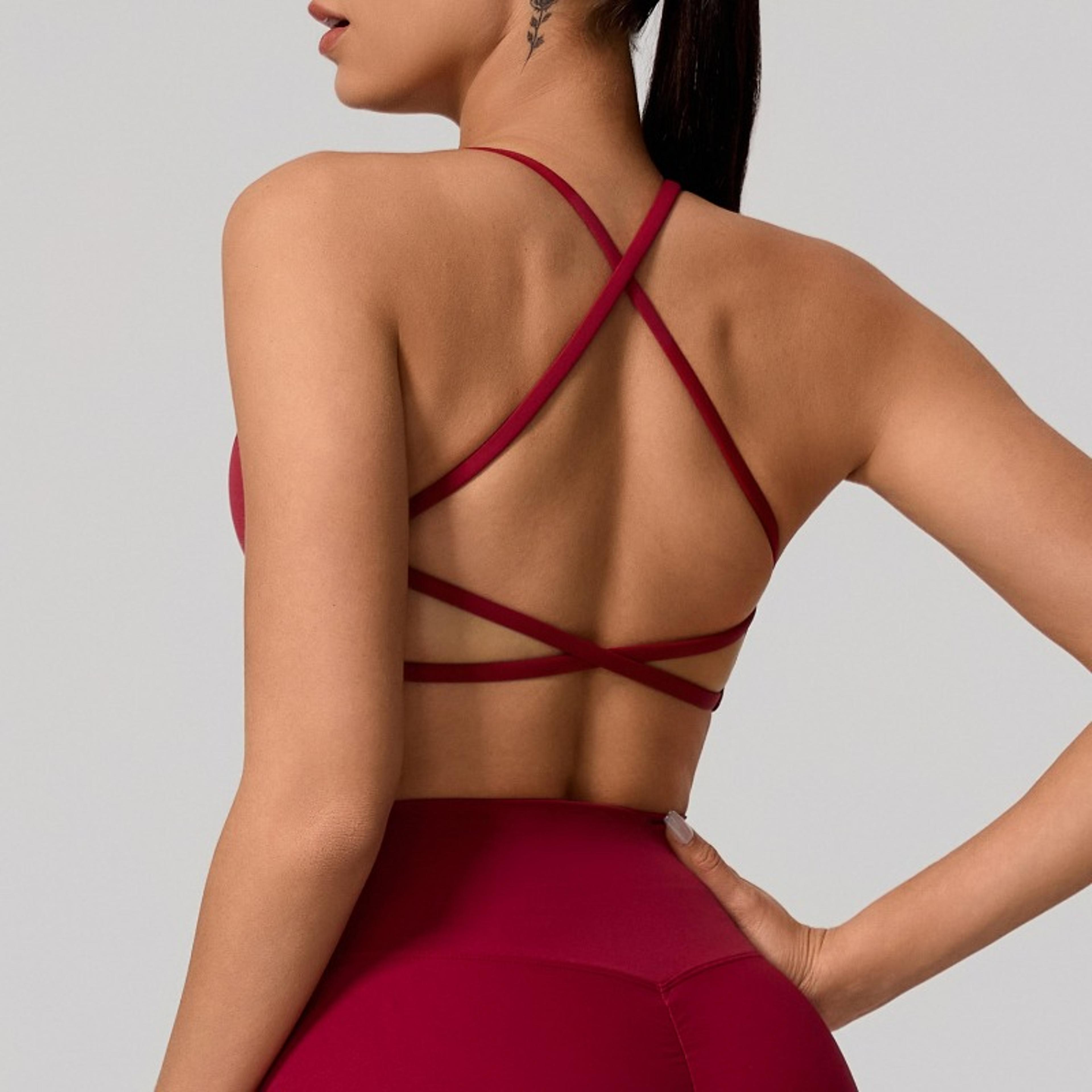 Supportive Backless Cross Strap Yoga  Gym Workout Bra For Women 3