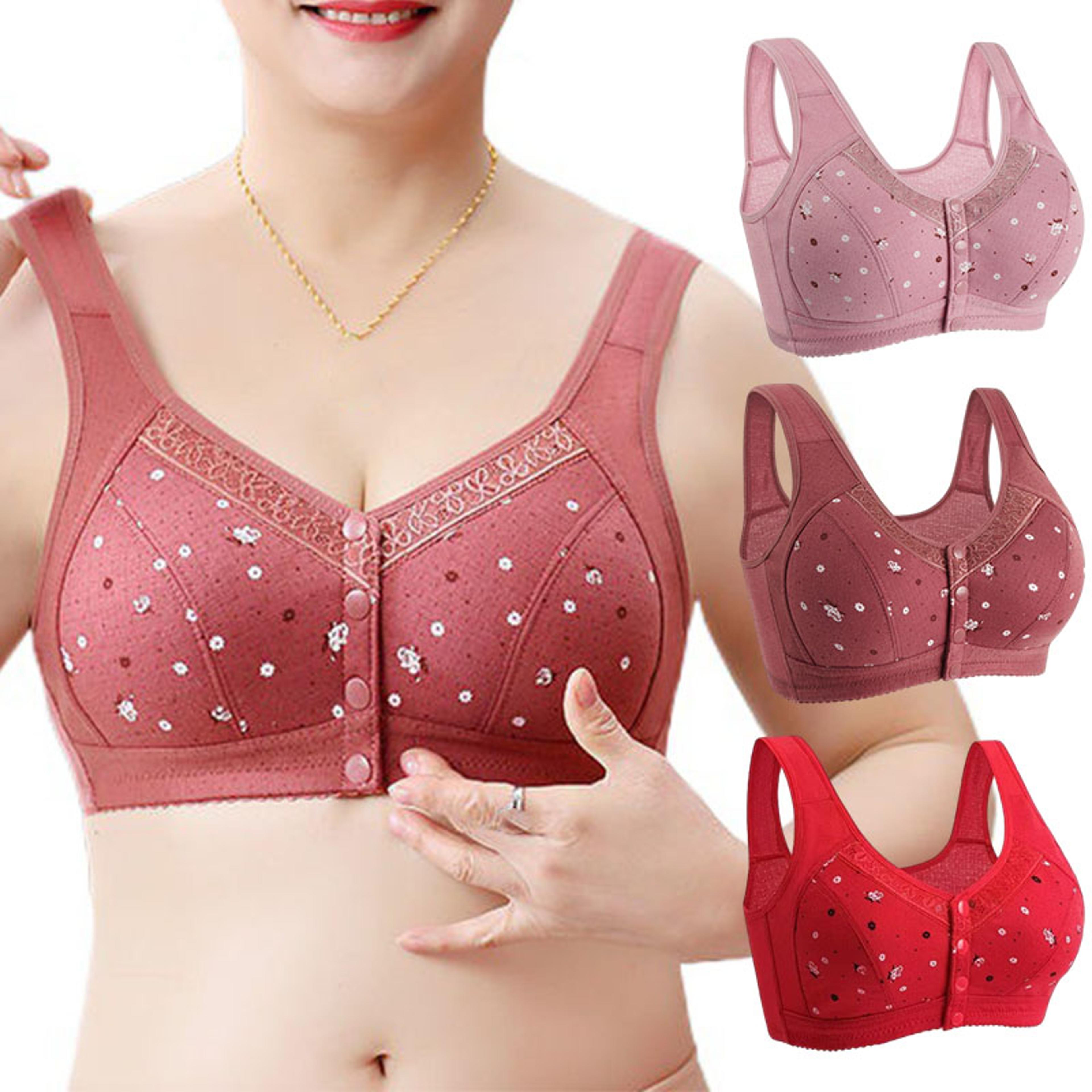 fallsweet comfortable front closure cotton bra – plus size wireless support