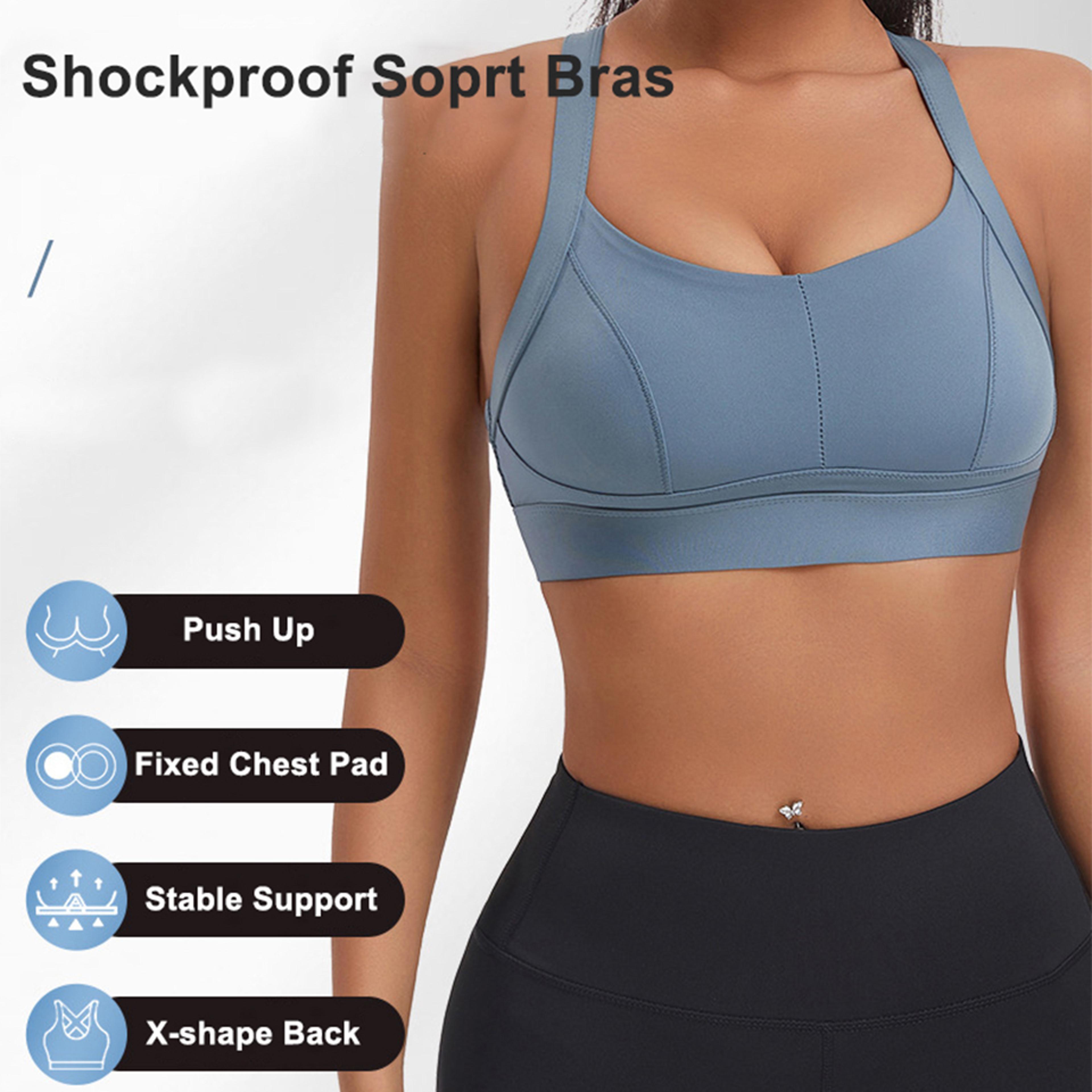 Womens High Support High Impact Sports Bra  Criss Cross Back Padded Workout Bra For Fitness Yoga  R 2