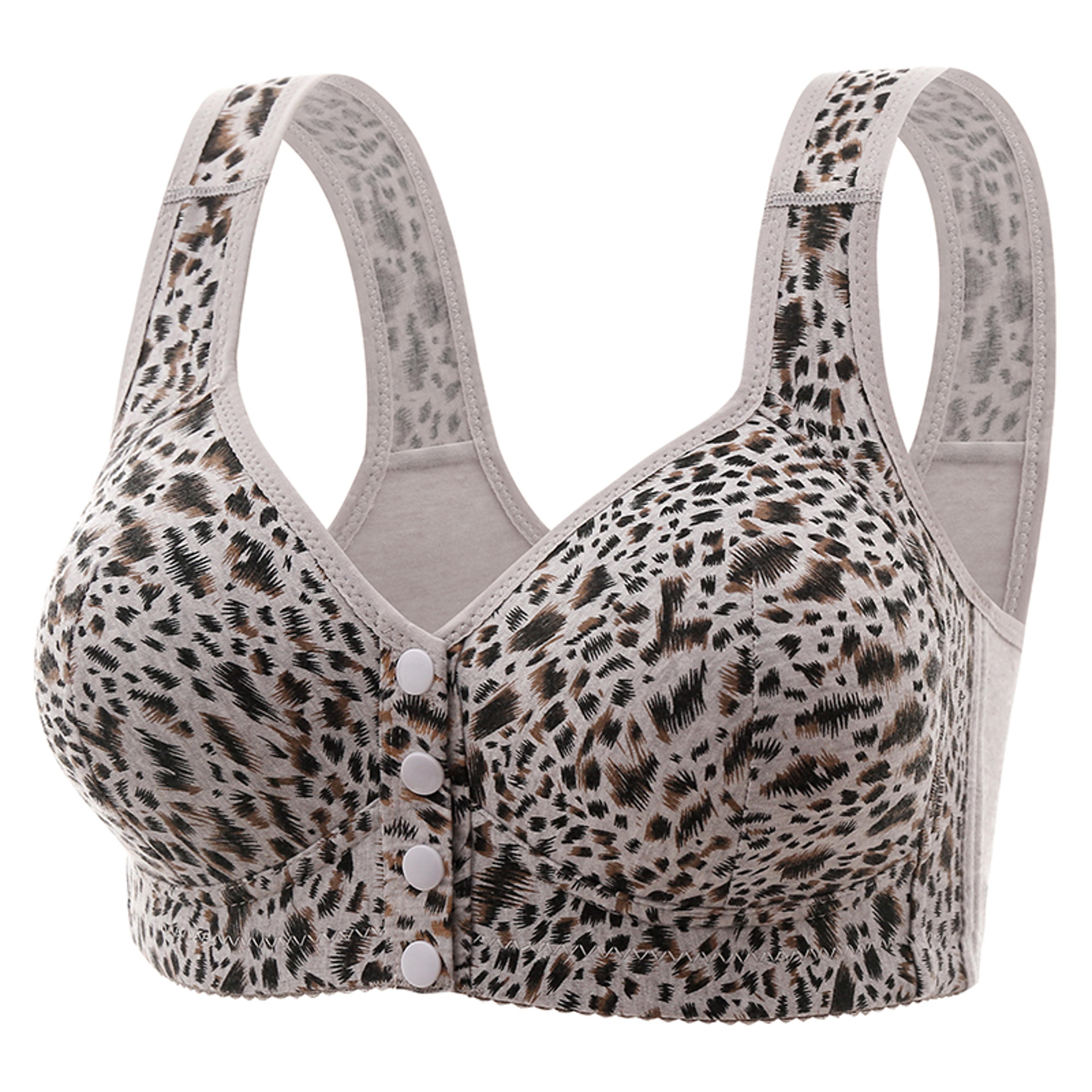 Leopard Front Closure Wireless Push Up Bra For Women Plus Size Comfort  Support 5