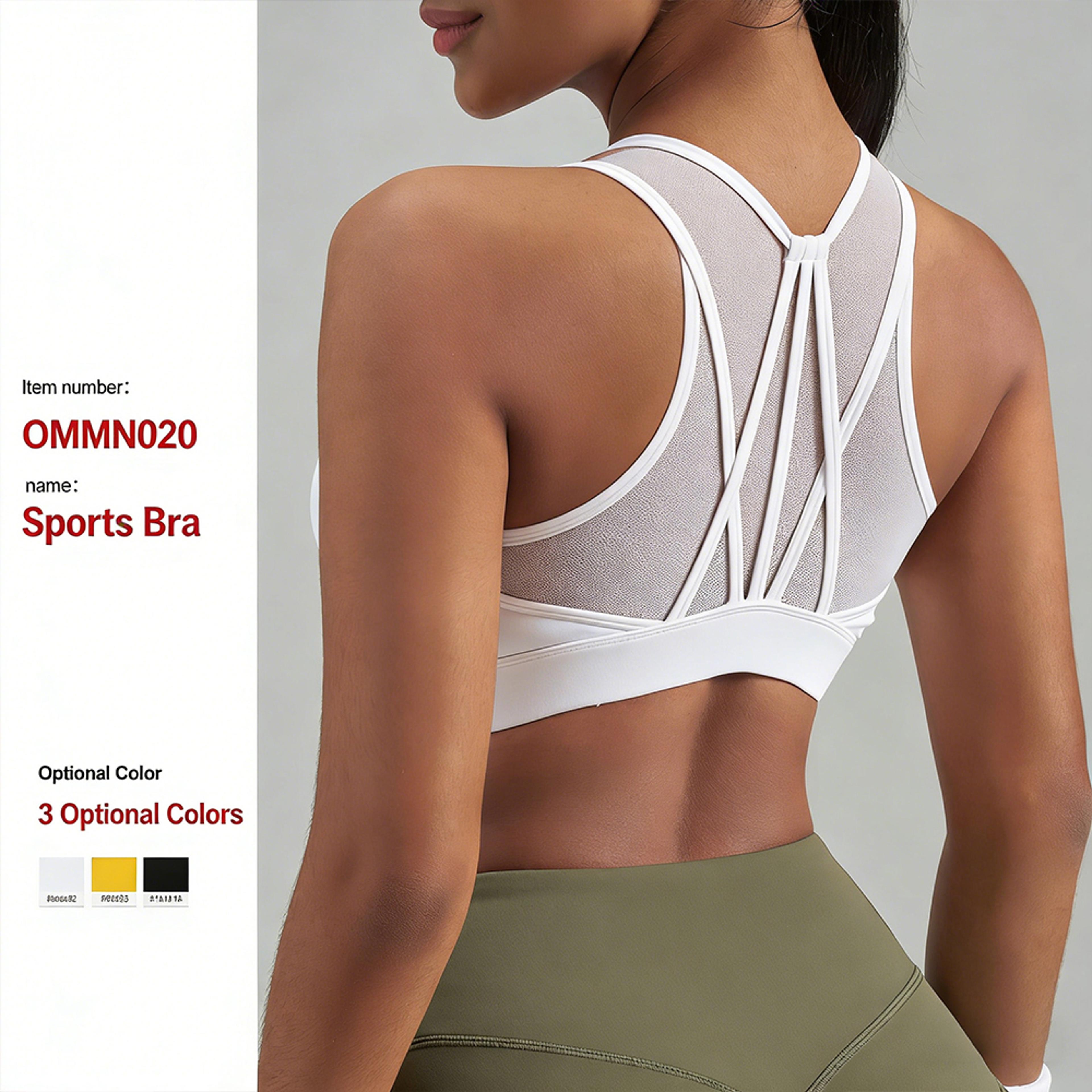 Premium Strappy Back Mesh Sports Bra  Breathable Workout  Supportive Yoga Crop Top For Women 2