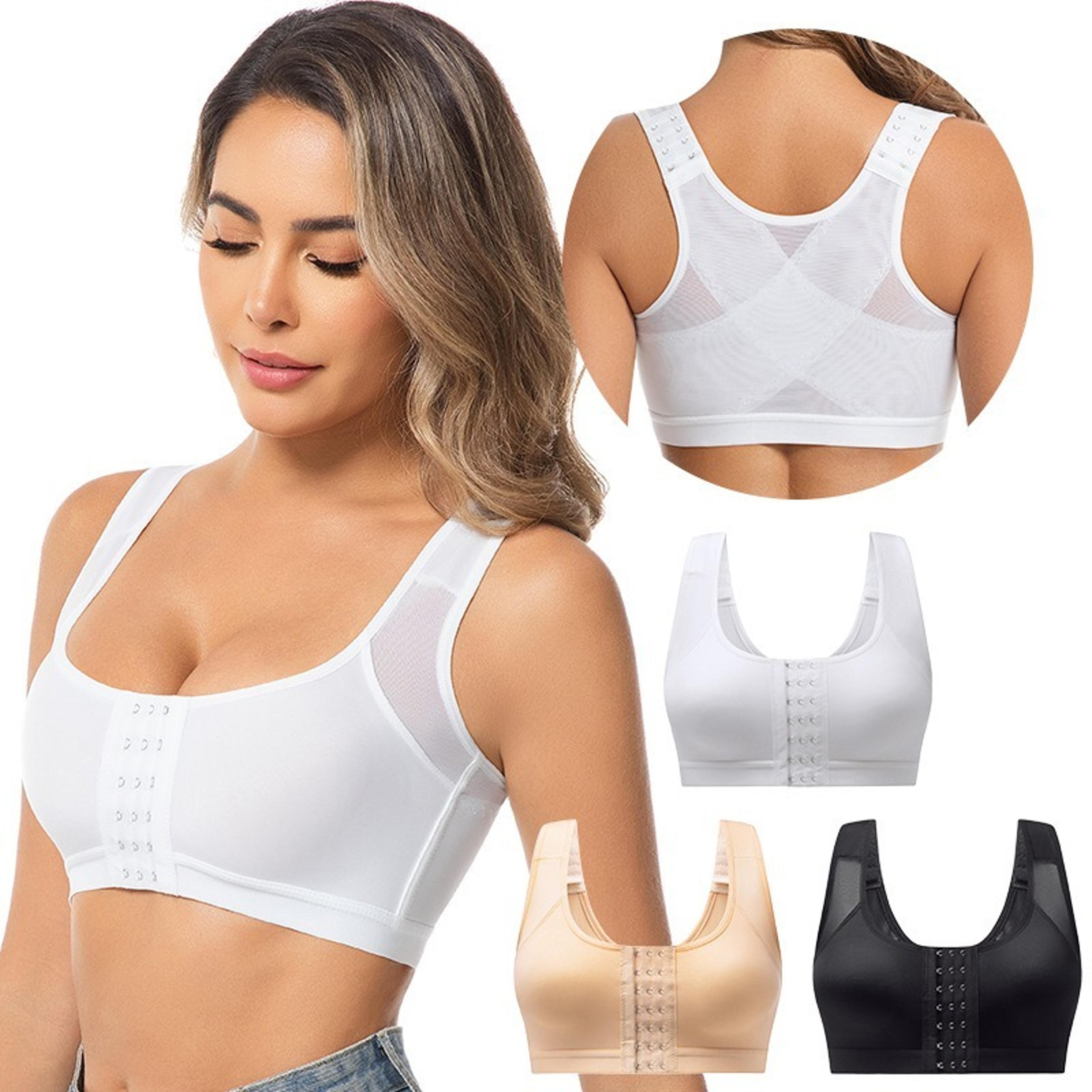 front closure plus size wireless yoga & sports bra with posture support comfortable push up fit