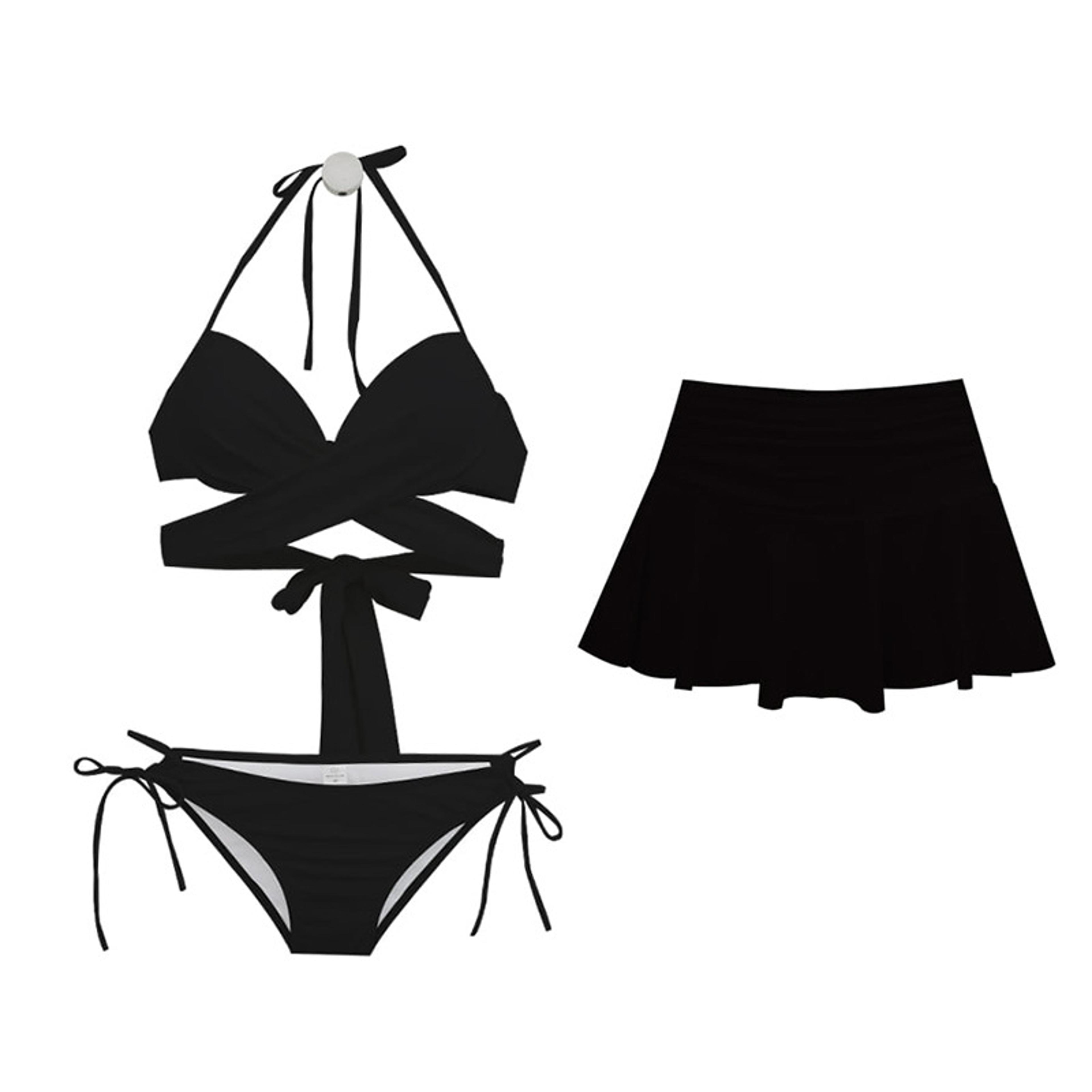 Minimalist Three Piece Bikini Set  Swimsuit For Small Bust  Vacation Beachwear 5